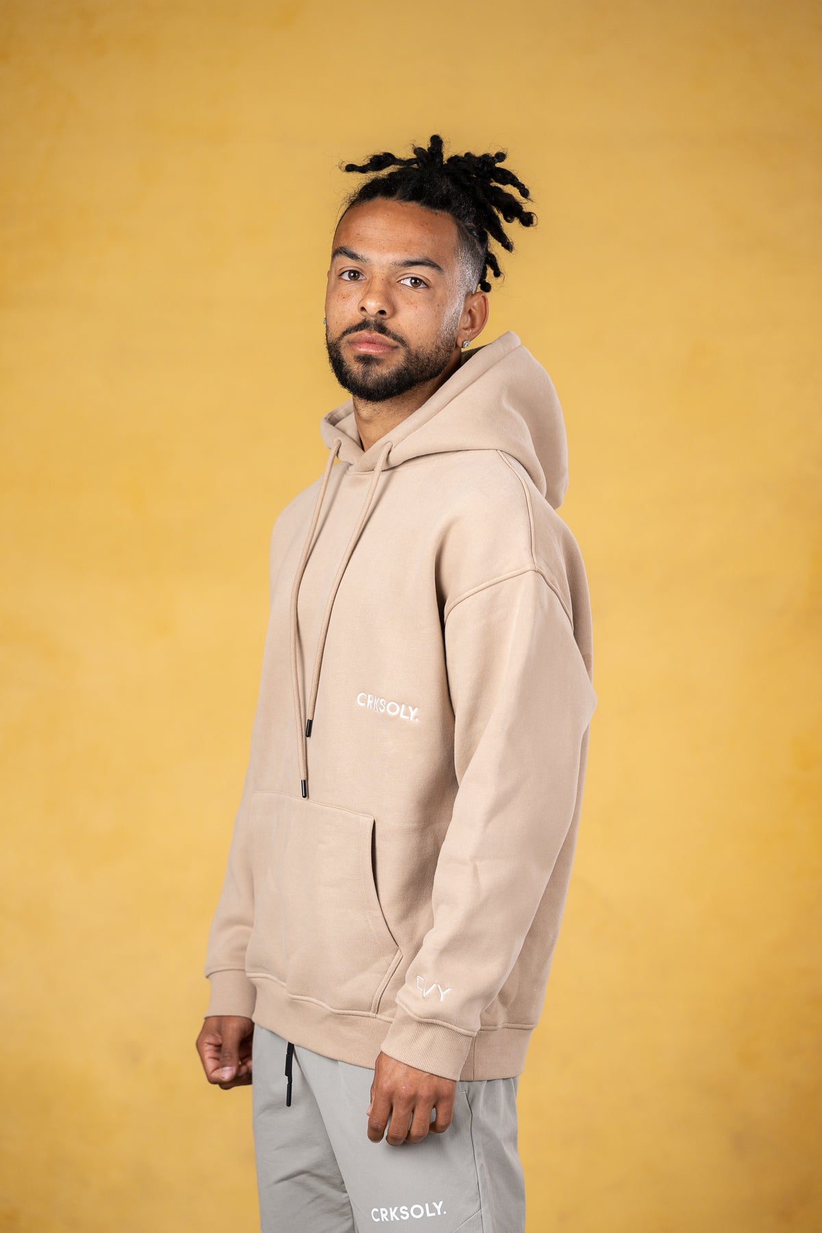 CRKSOLY. Men Tan Hoodie, product photo 3