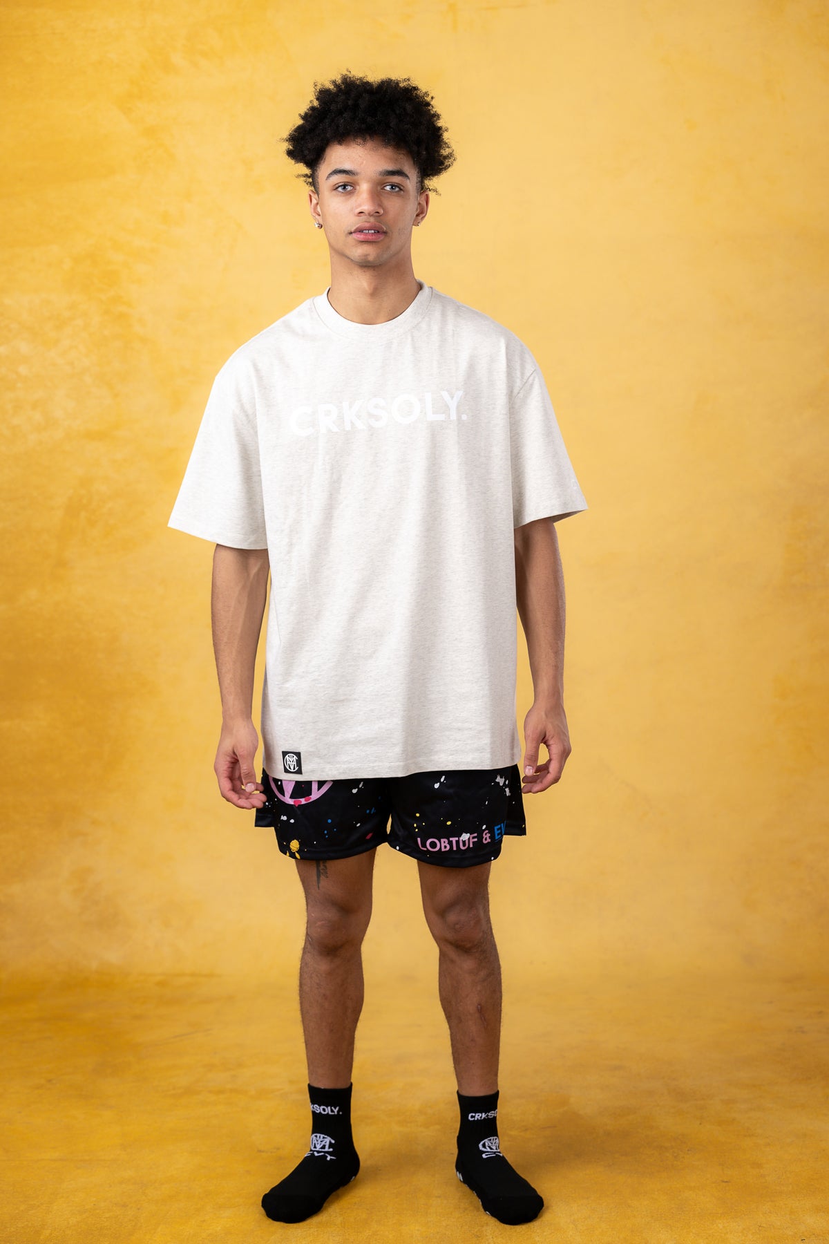 CRKSOLY. Men Oat Gray Oversize Tee, product photo 1