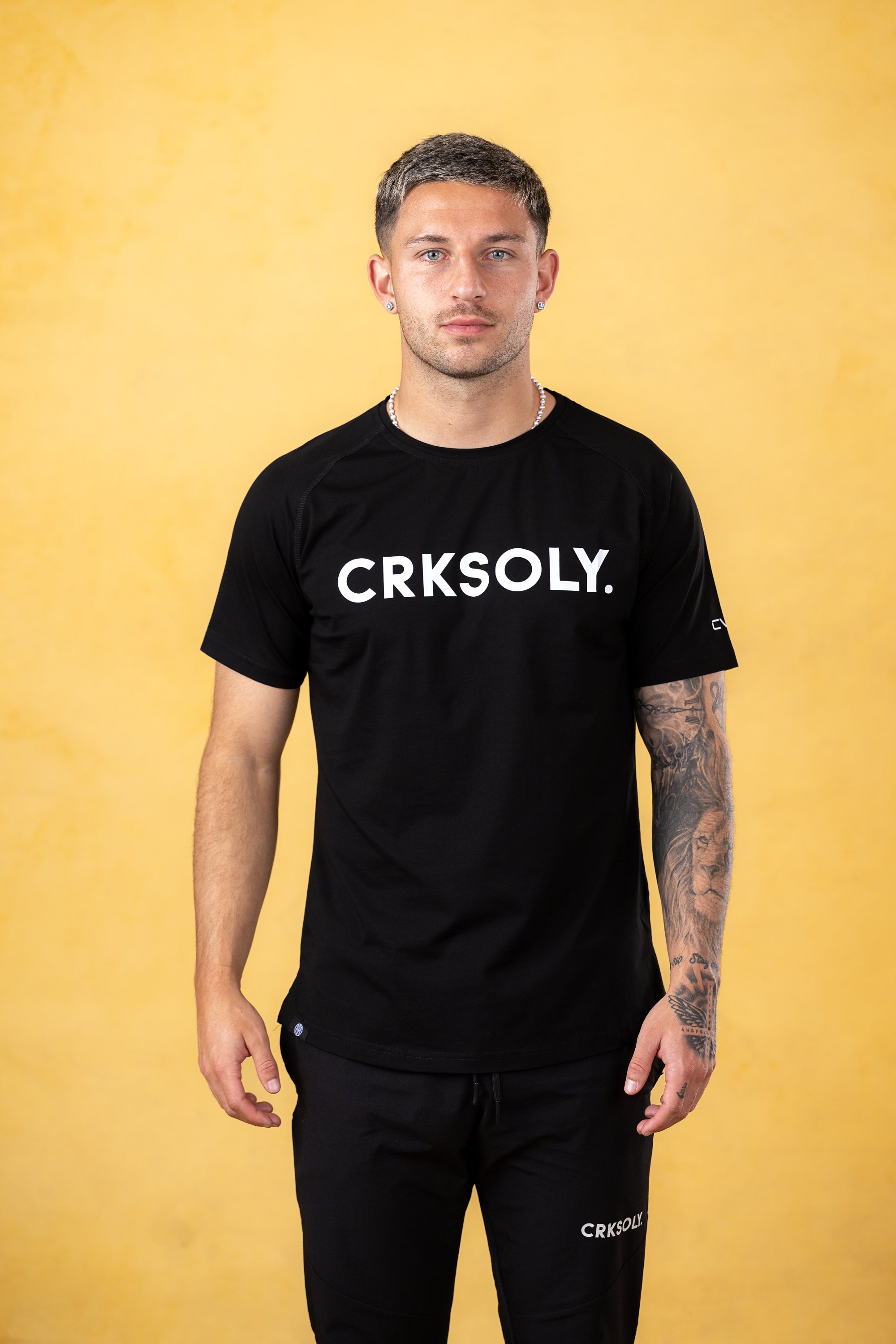 CRKSOLY. Men Black Cotton-Elastic Tee, product photo 1