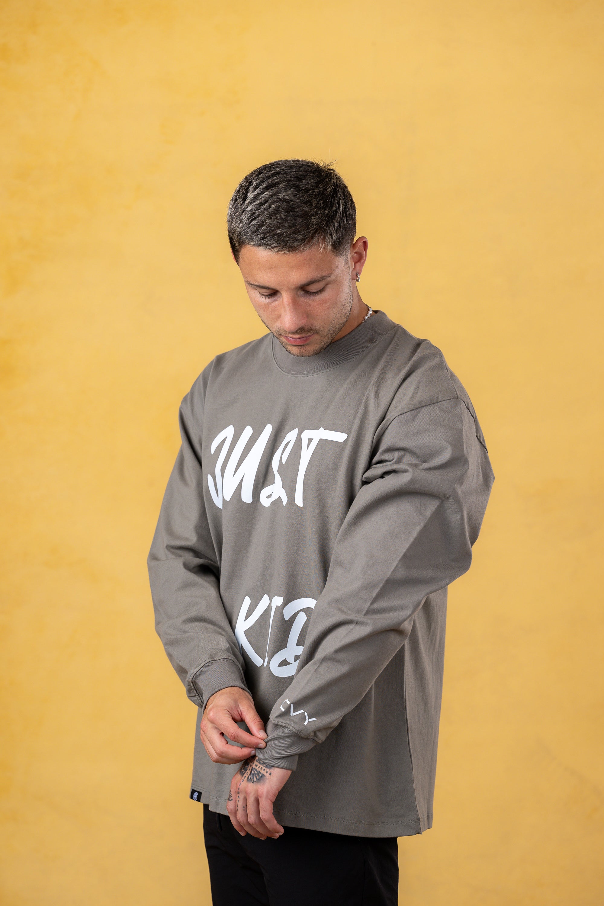 Just A Kid. Faded Olive Long Sleeve, product photo 3