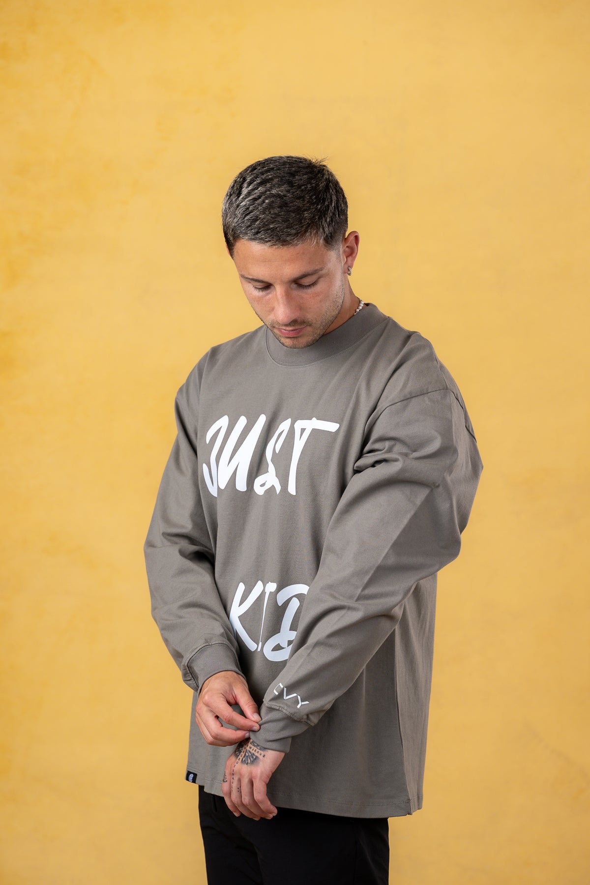 Just A Kid. Faded Olive Long Sleeve, product photo 3