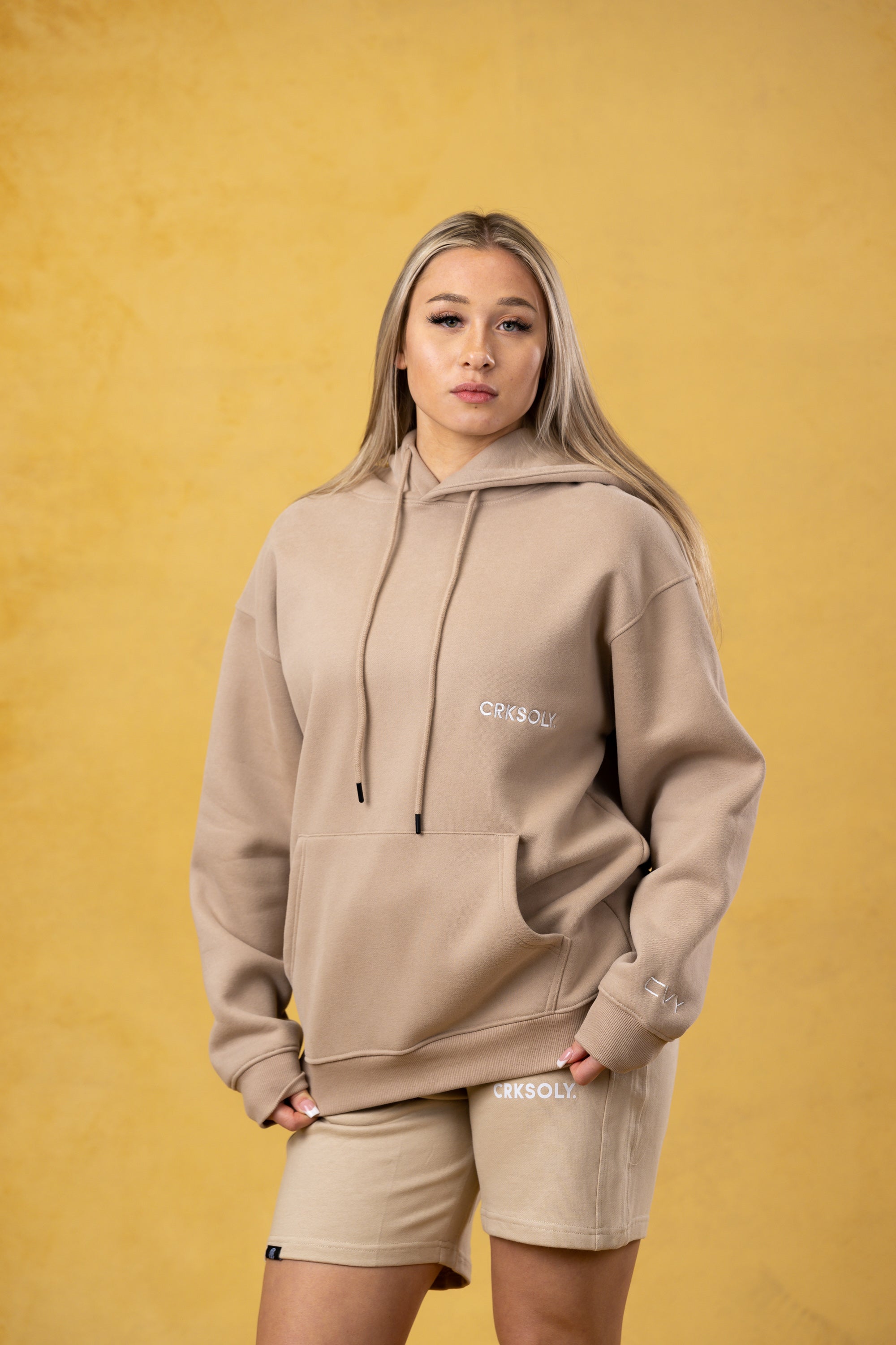 CRKSOLY. Women Tan Hoodie, product photo 1