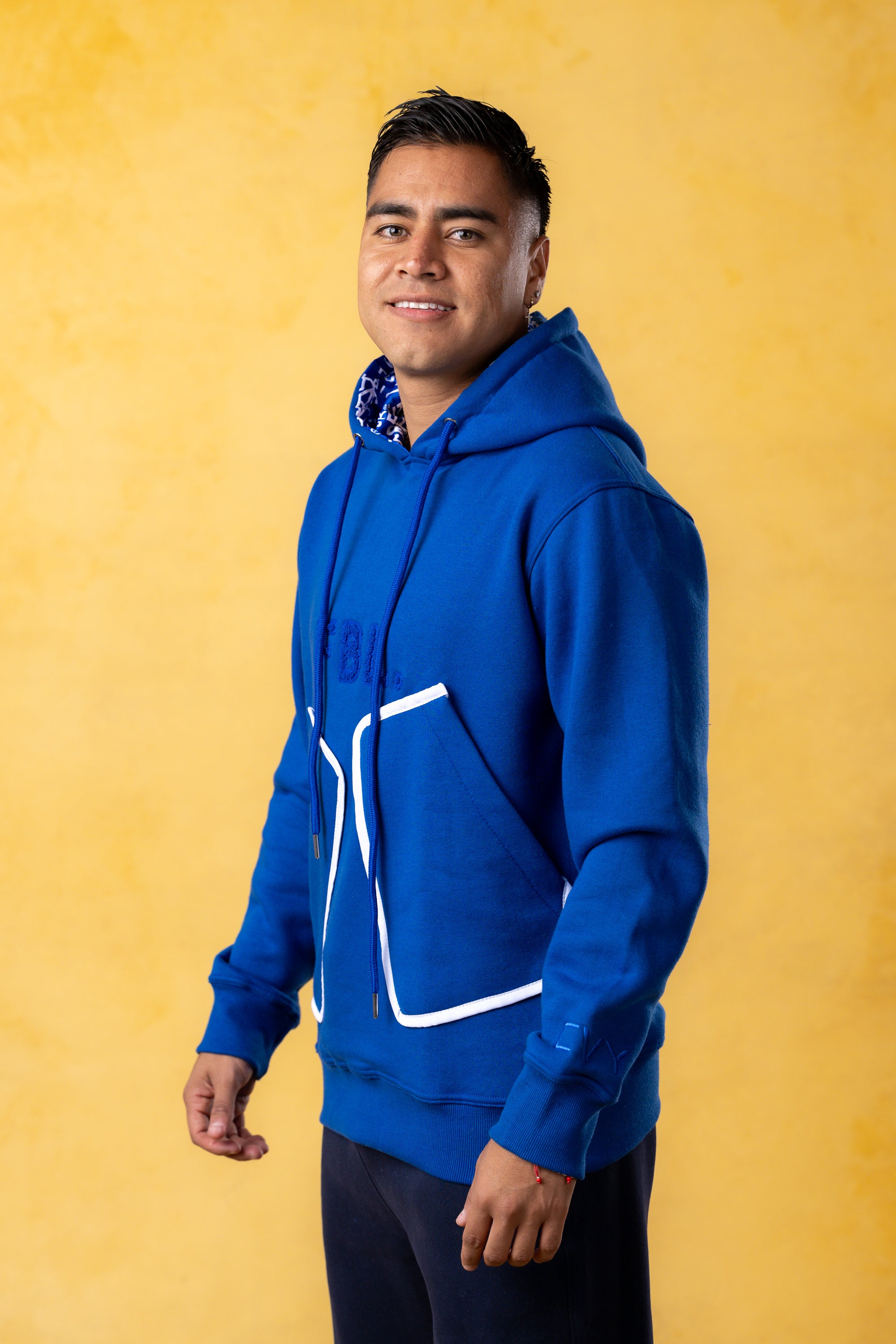 FBL. Men Blue Pocket Hoodie, product photo 3
