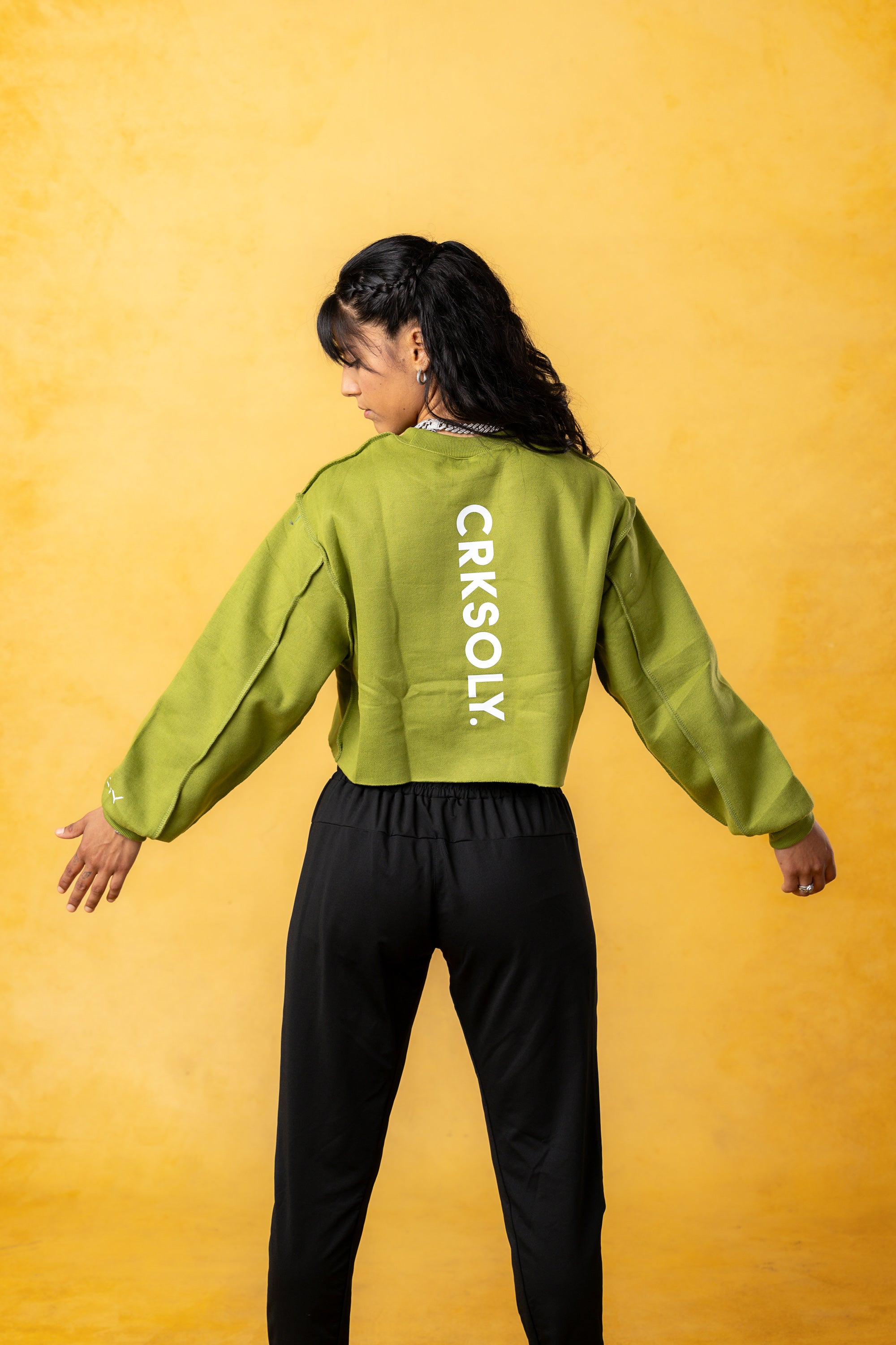 FBL. Women Oversize Match Green Crop-top Crewneck, product photo 7