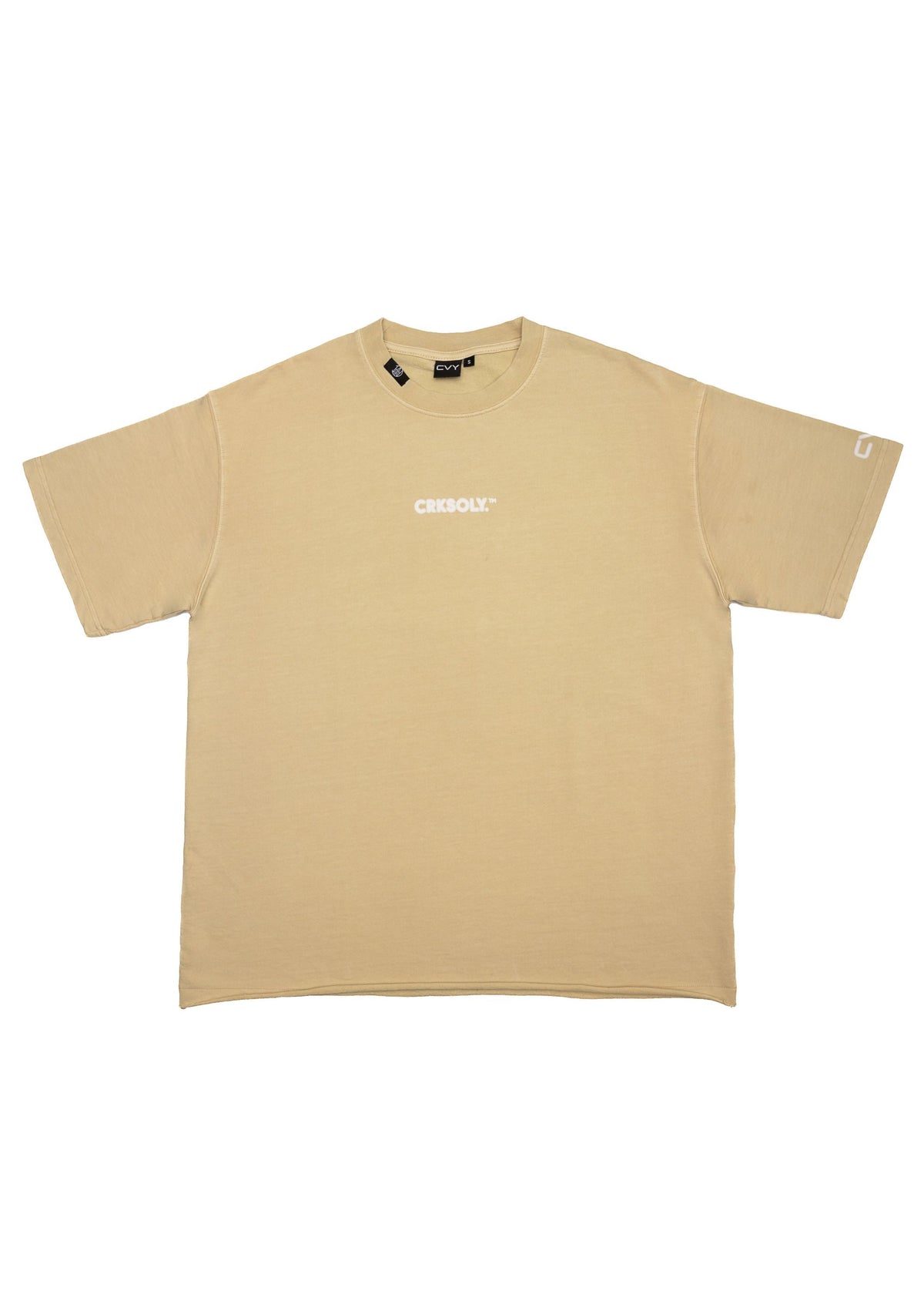 CRKSOLY. Women Oversized Cream Blur Cotton Tee, product photo 2