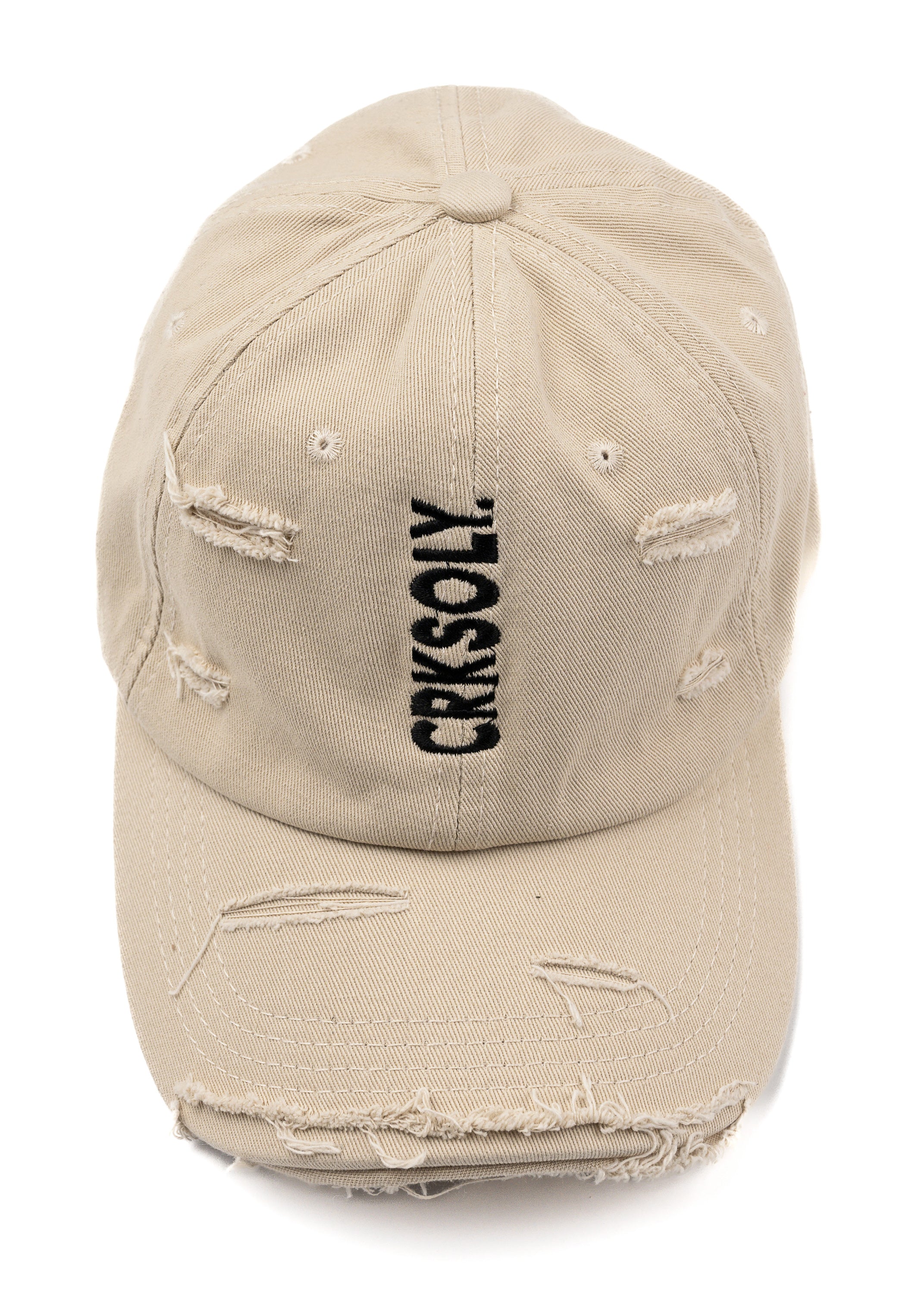 CRKSOLY. Ripped Tan Dad Hat, product photo 1