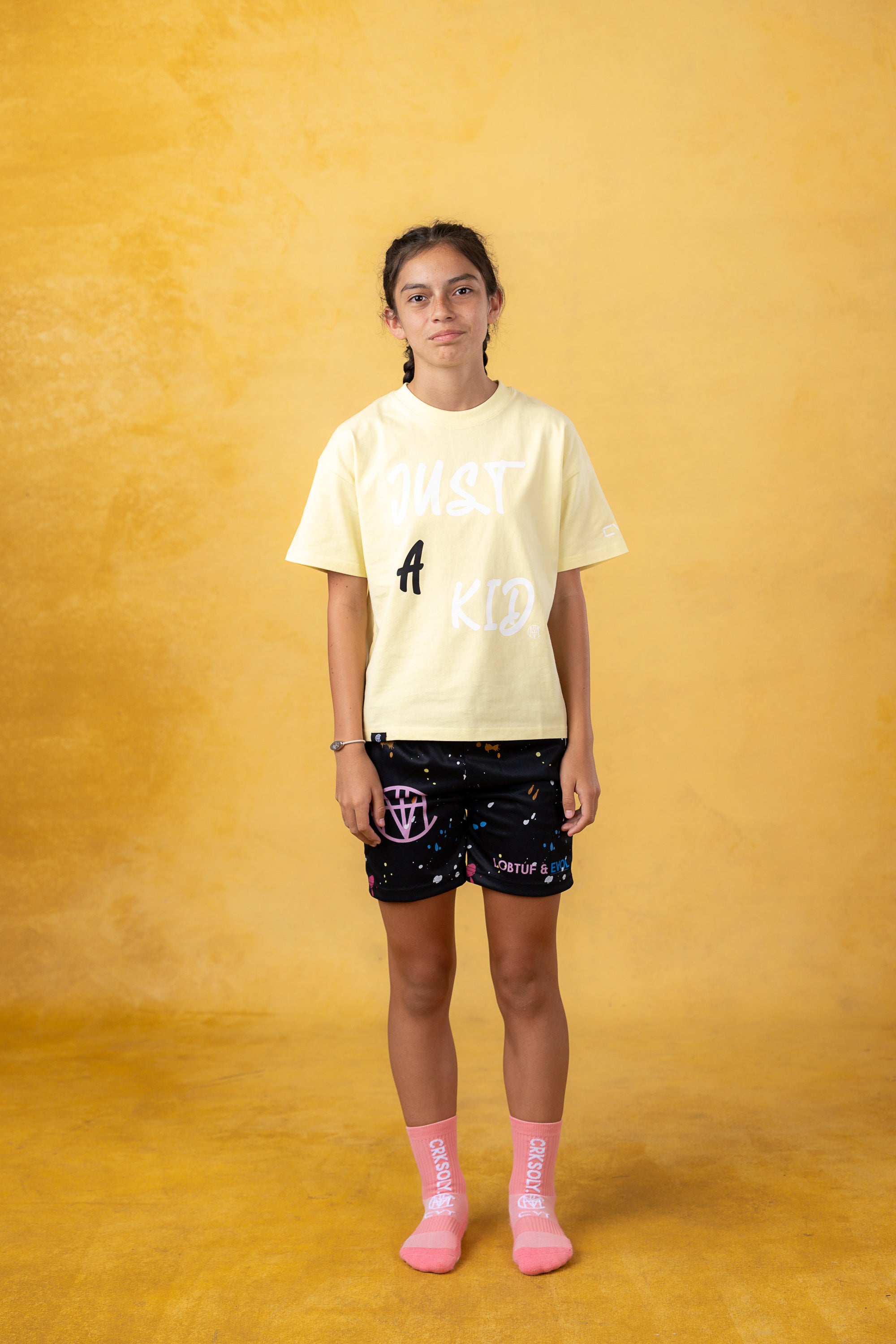 Just A Kid Youth Yellow Streetwear Tee, product photo 9
