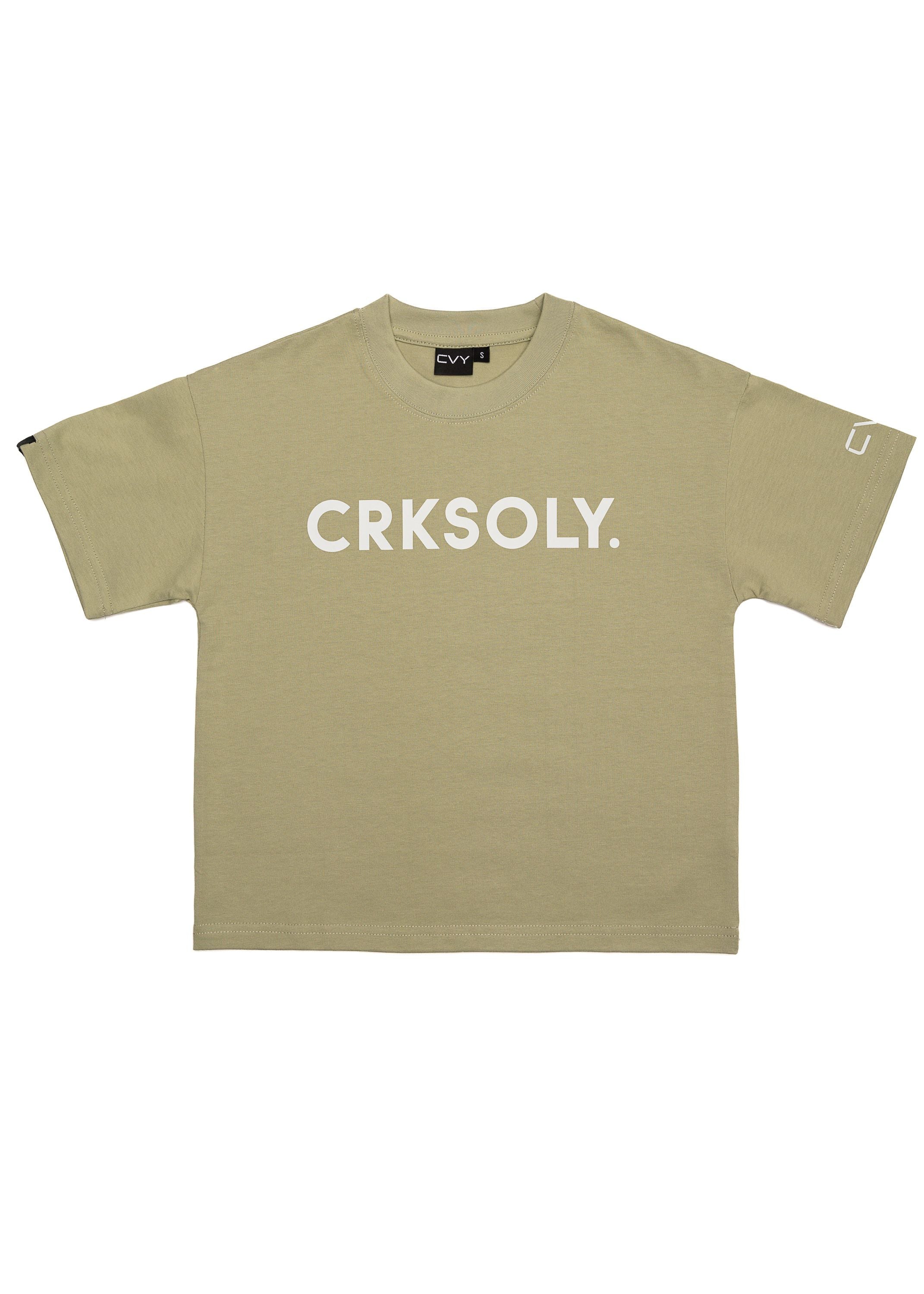 CRKSOLY. Youth Olive Green Streetwear Tee, product photo 2