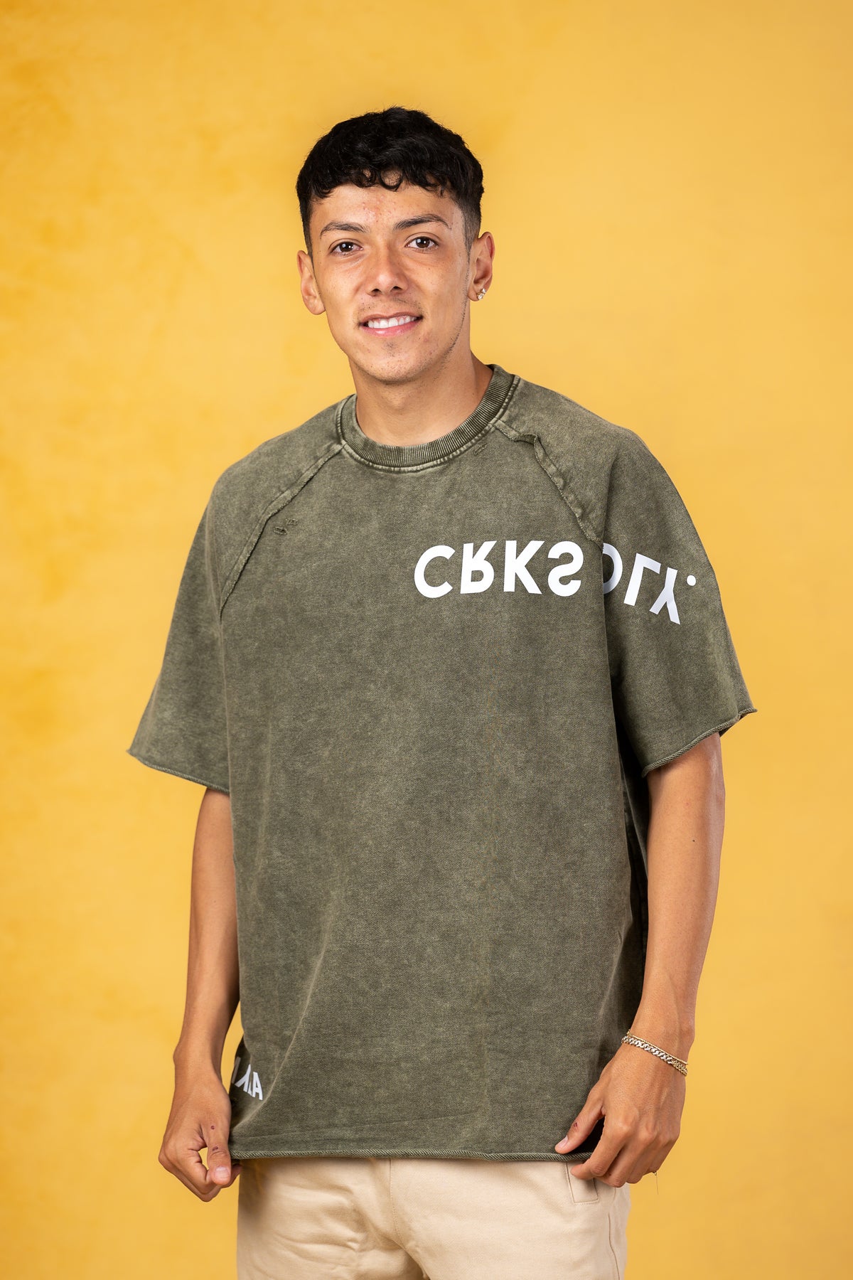 CRKSOLY. Men x CVYLA Green Oversize Tee, product photo 1