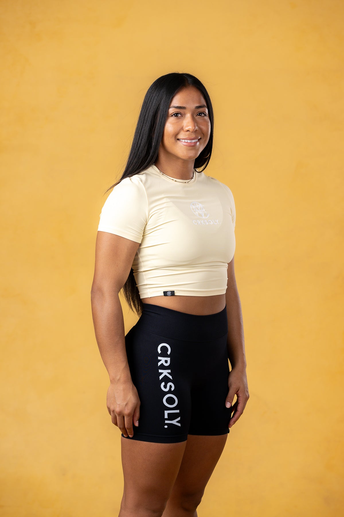CRKSOLY. Women Yellow Silk Training Top, product photo 5