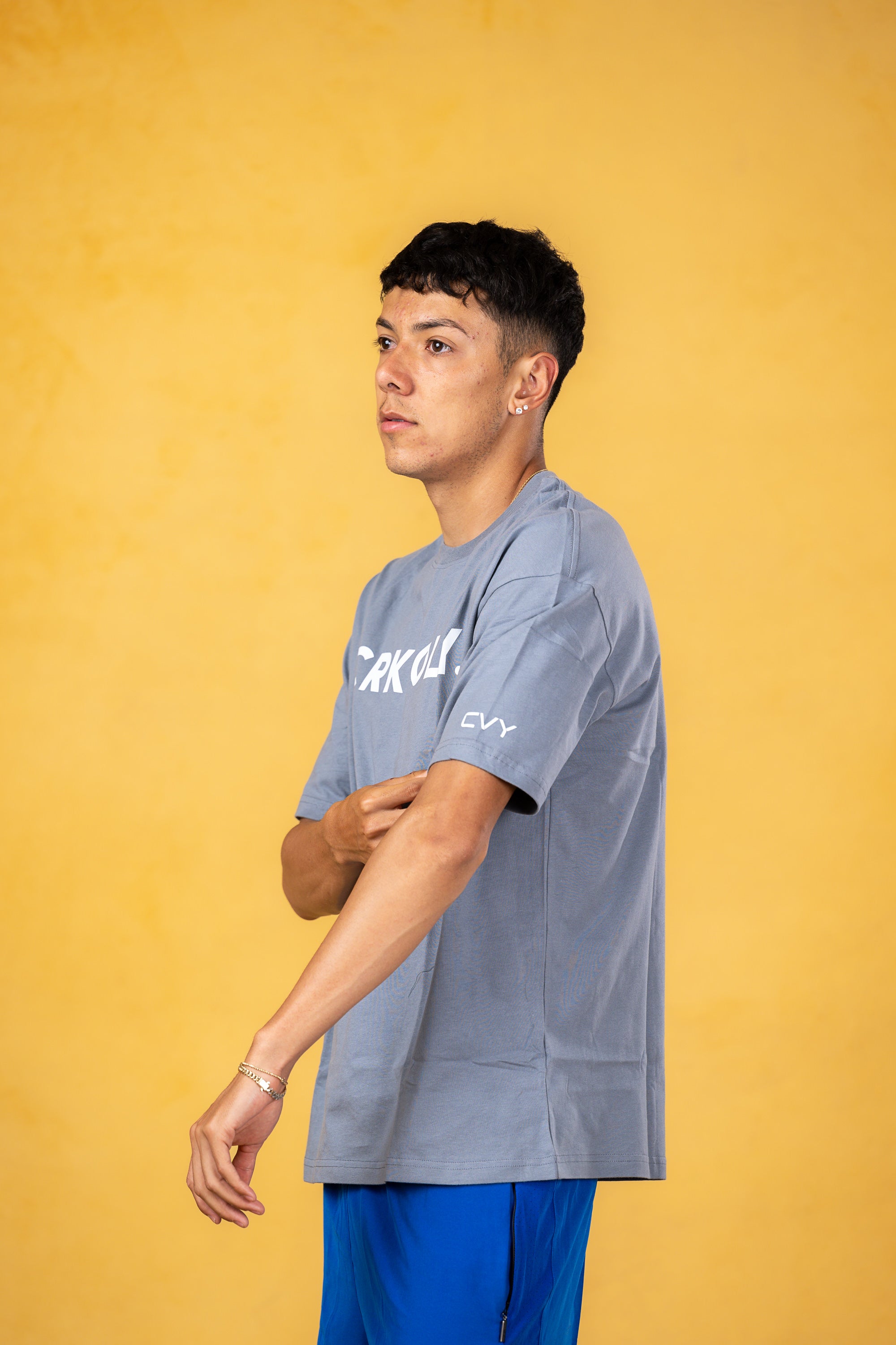 CRKSOLY. Men Blue Cotton Tee, product photo 5