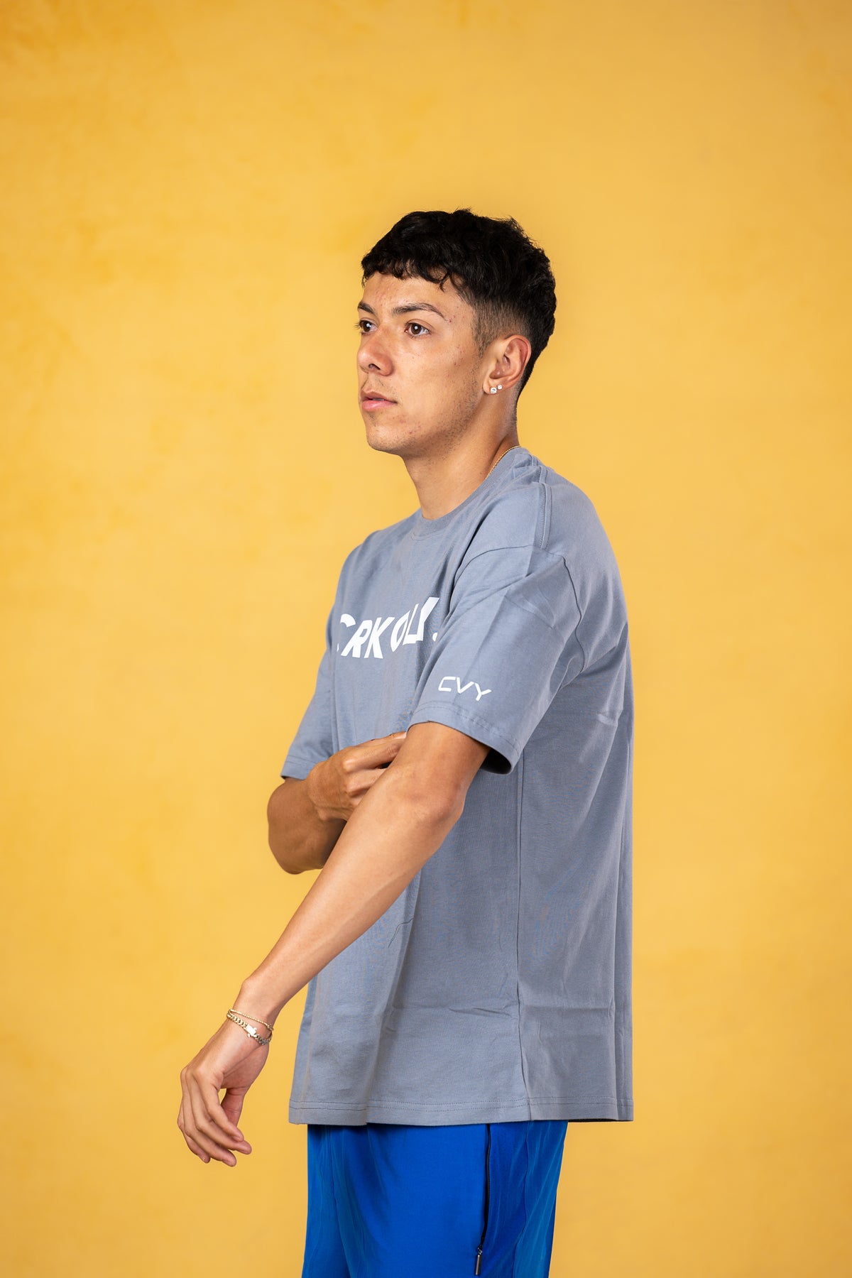 CRKSOLY. Men Blue Cotton Tee, product photo 5