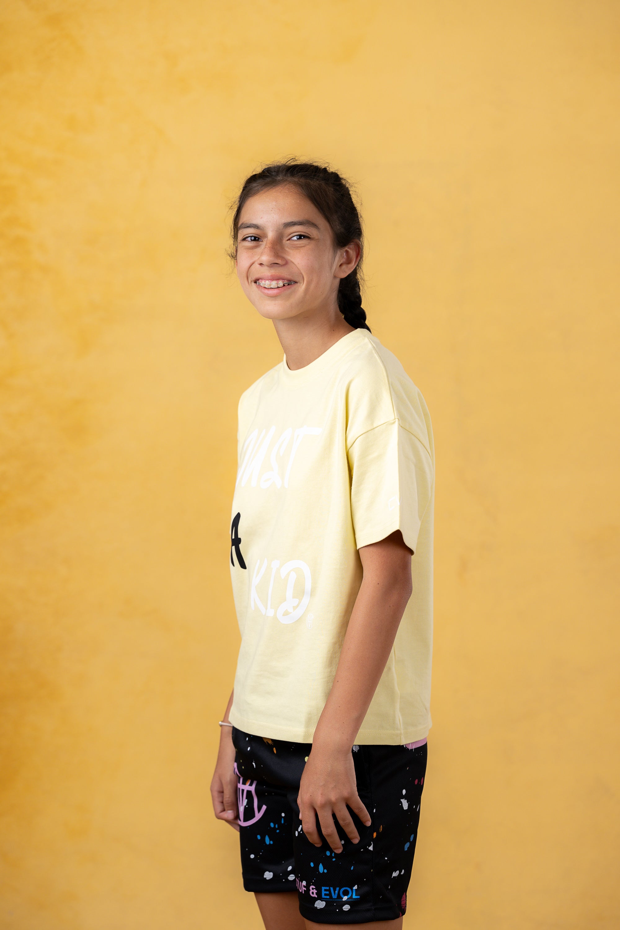 Just A Kid Youth Yellow Streetwear Tee, product photo 8