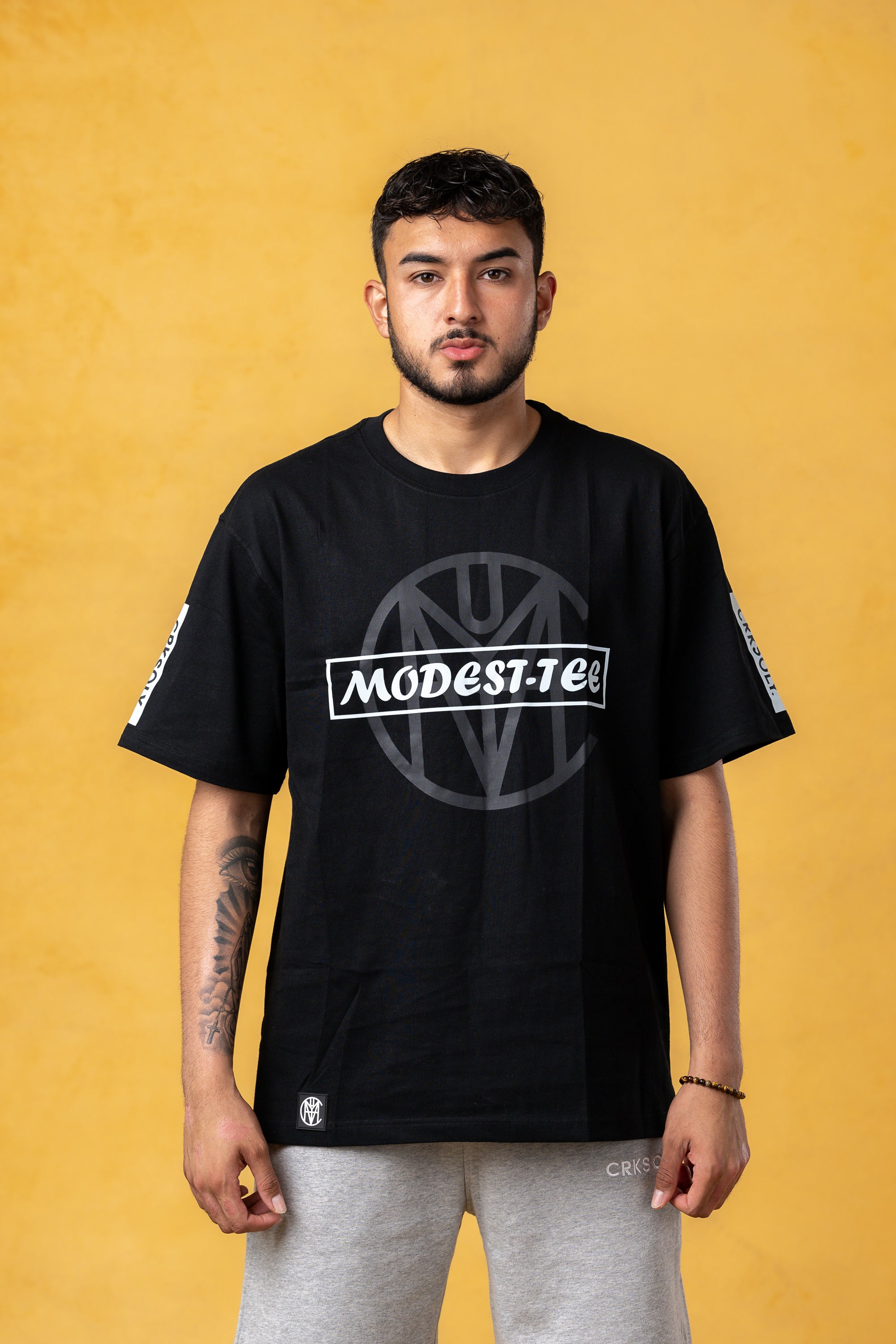 CRKSOLY. Men Black and Teal Modest-Tee, product photo 1