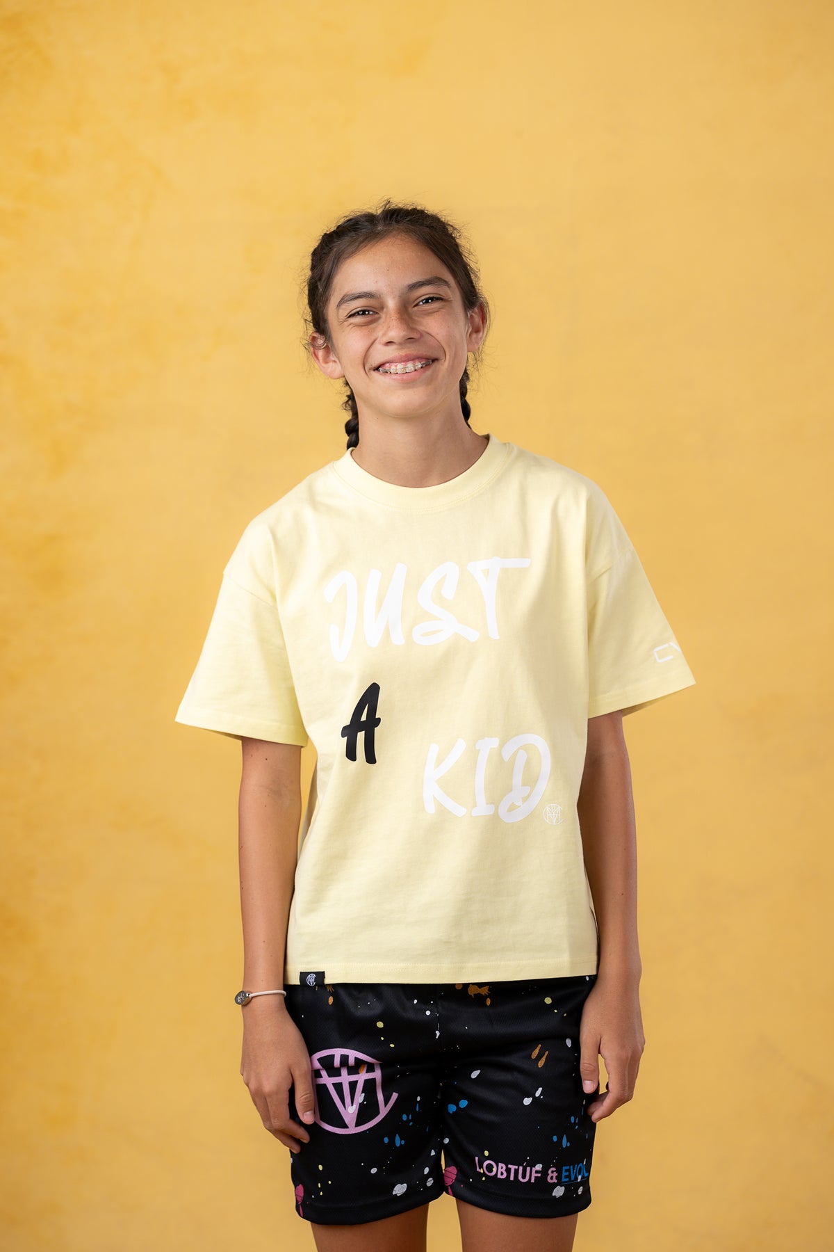 Just A Kid Youth Yellow Streetwear Tee, product photo 7