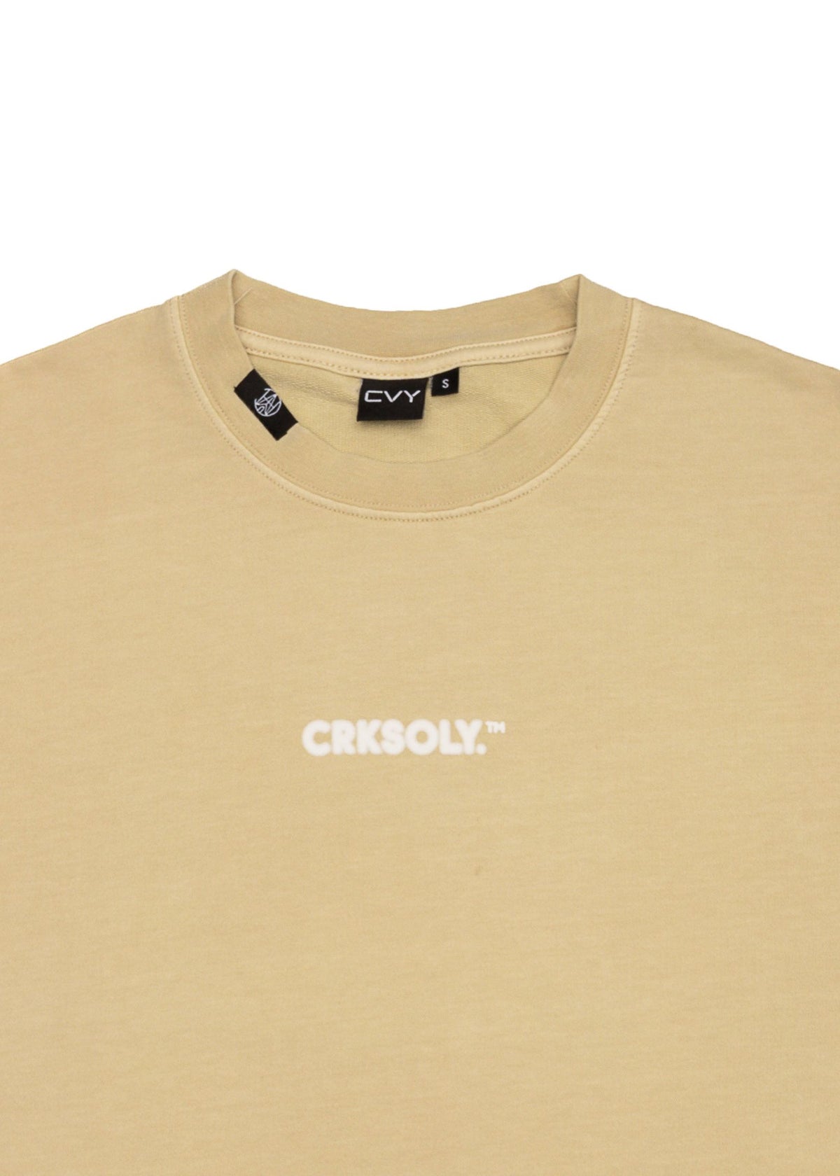 CRKSOLY. Men Oversize Cream Blur Cotton Tee, product photo 4