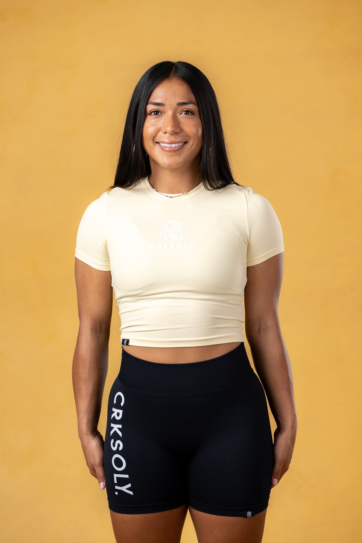CRKSOLY. Women Yellow Silk Training Top, product photo 1