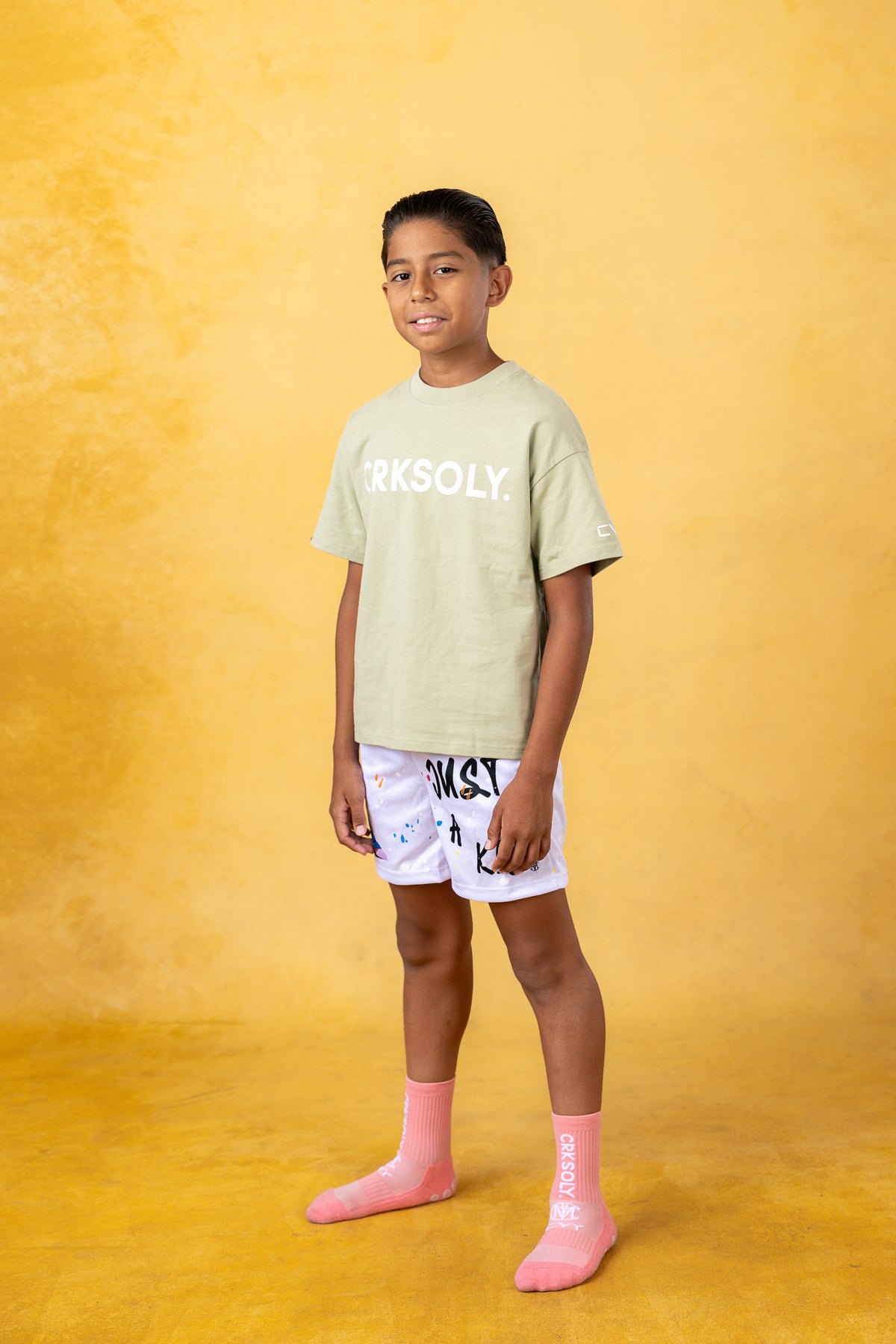 CRKSOLY. Youth Olive Green Streetwear Tee, product photo 7