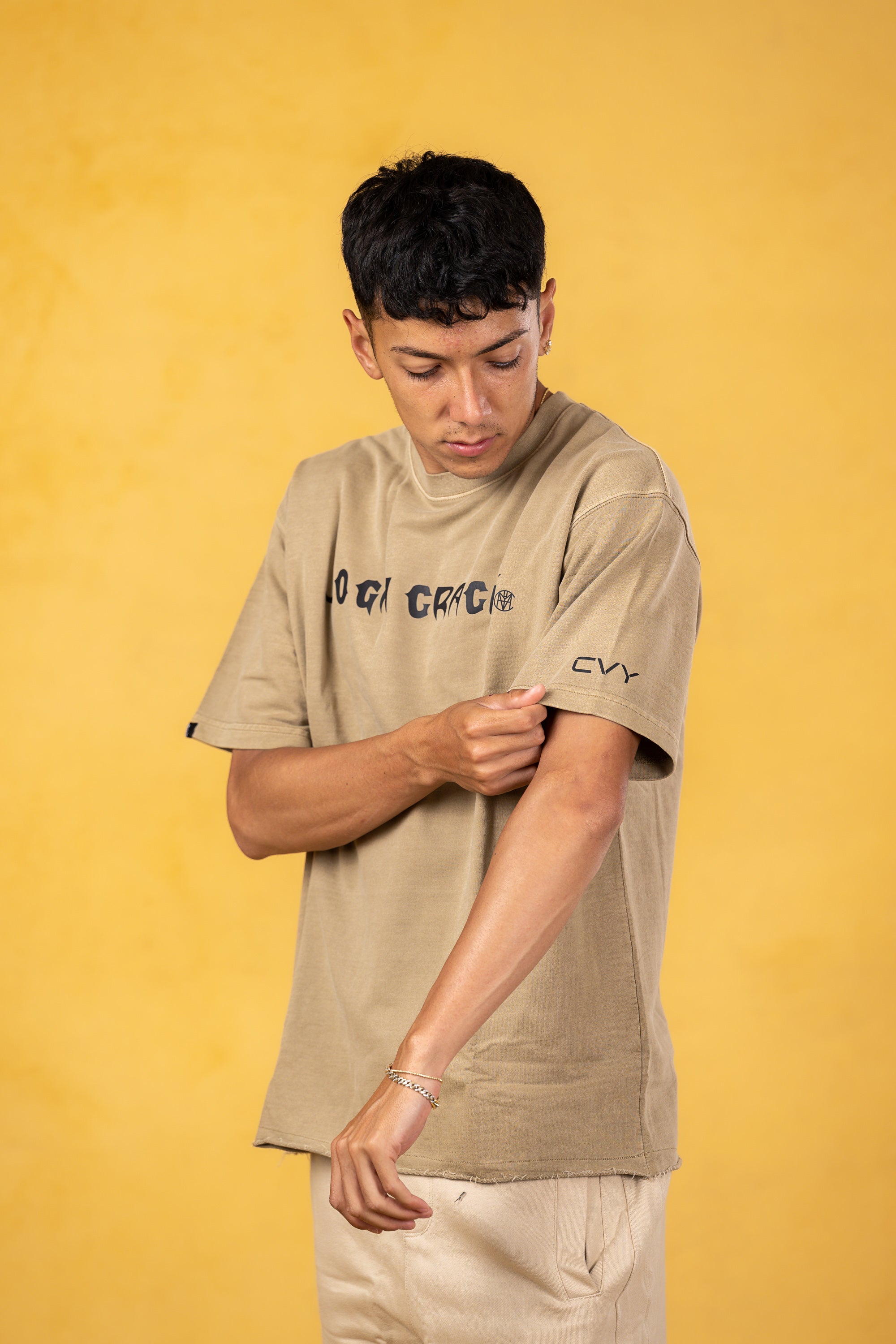Men Joga Crack Brown Oversize Tee, product photo 5