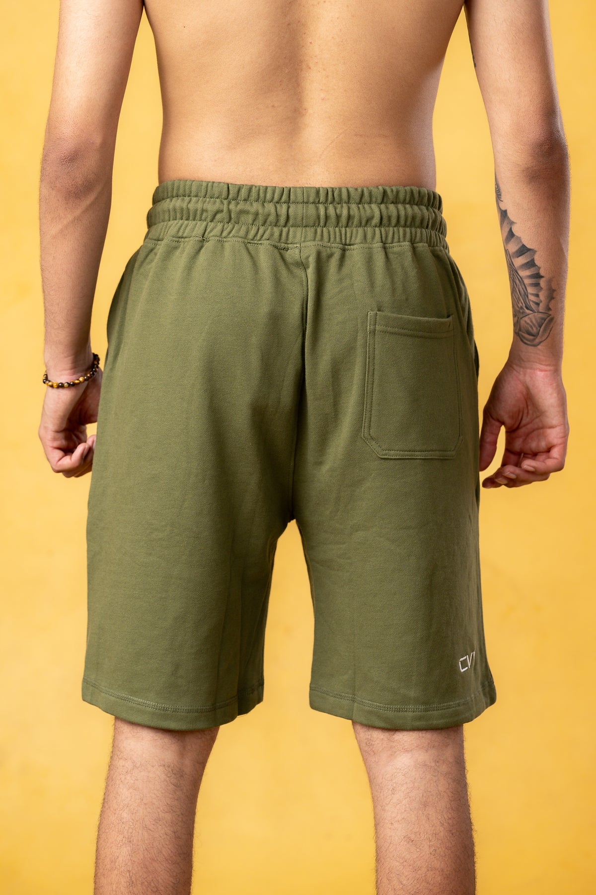 CRKSOLY. Men Military Green Cotton Sweatshort, product photo 7