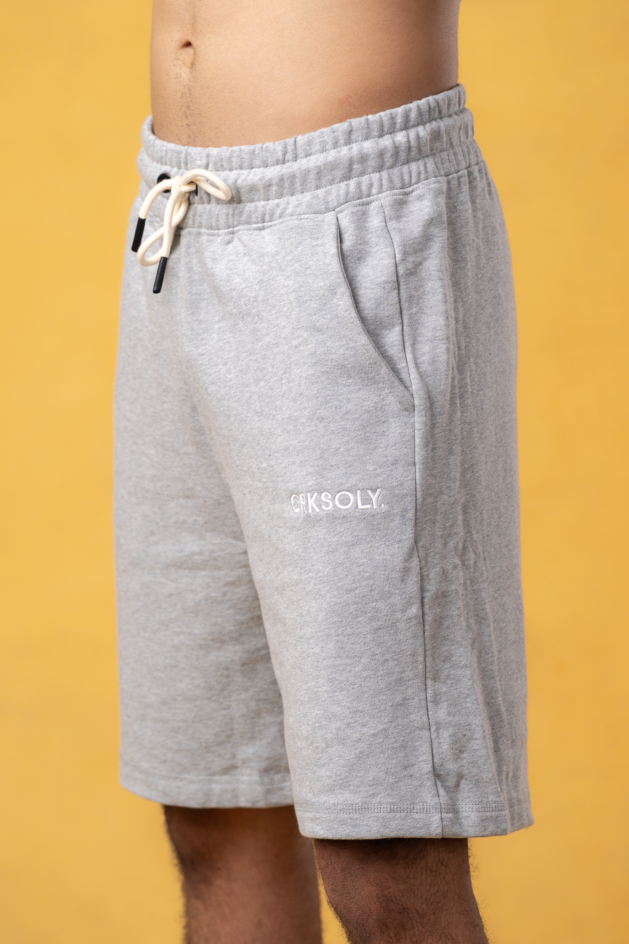 CRKSOLY. Men Gray Cotton Sweatshort, product photo 4
