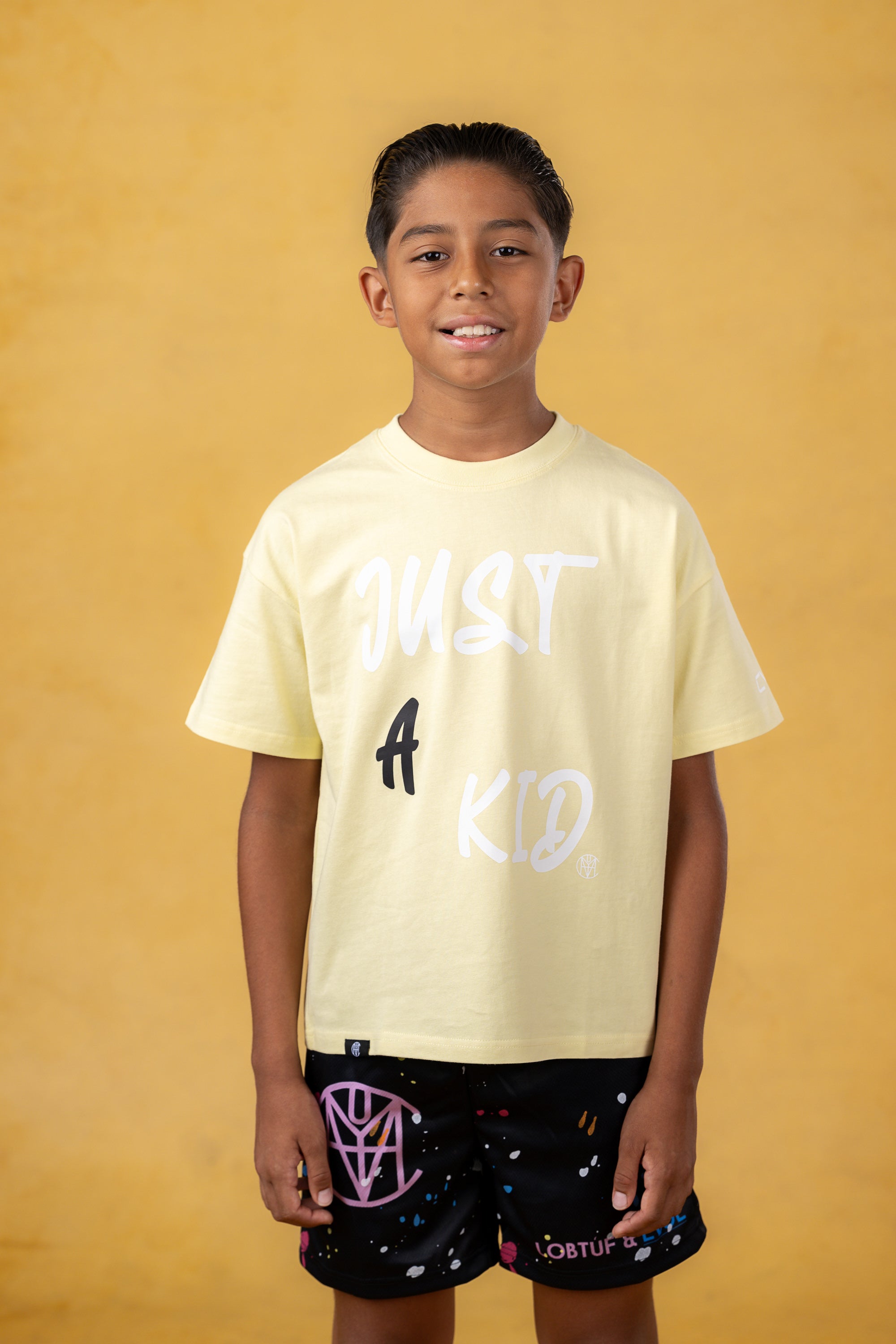 Just A Kid Youth Yellow Streetwear Tee, product photo 1