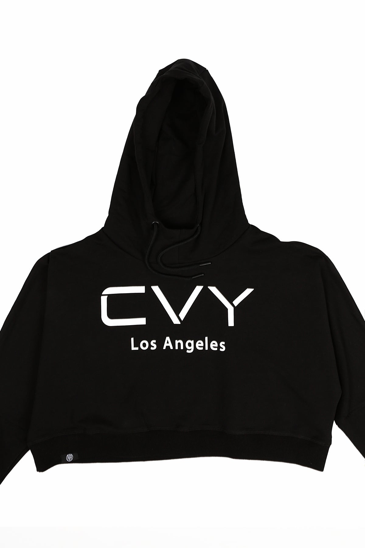 CVYLA Women Black Drop Shoulder Crop Pullover, product photo 3