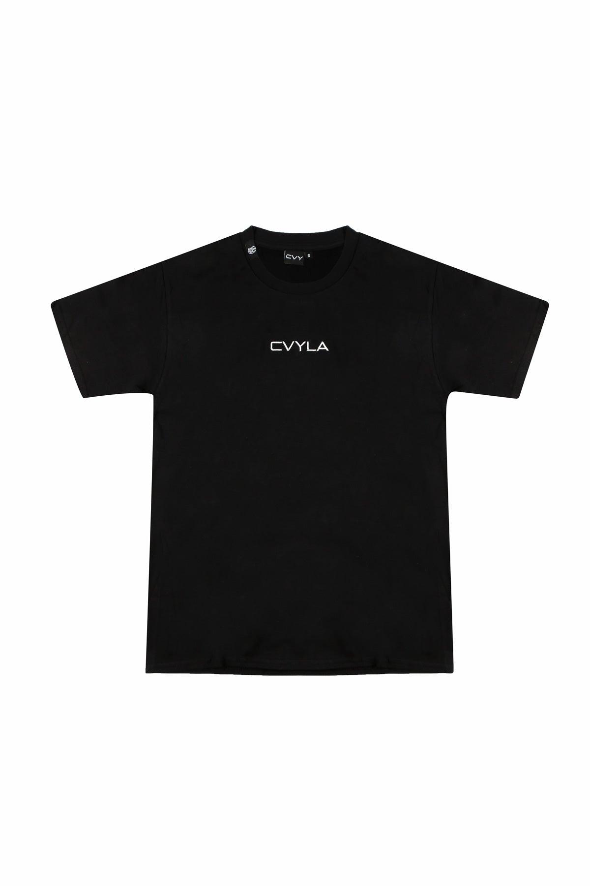 CVYLA Men Black Embroidered Tee, product photo 2