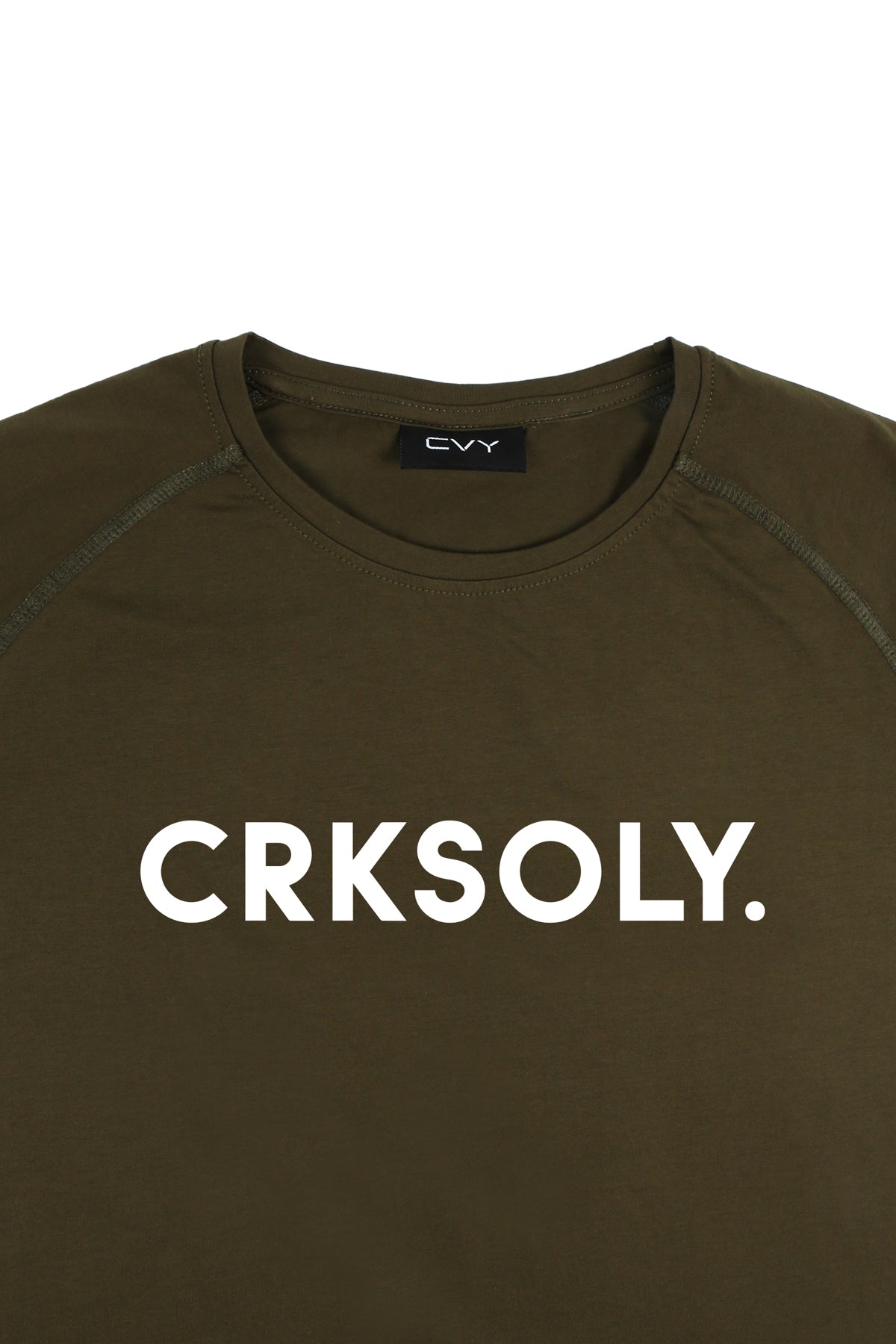 CRKSOLY. Men Military Green Cotton-Elastic Tee, product photo 3