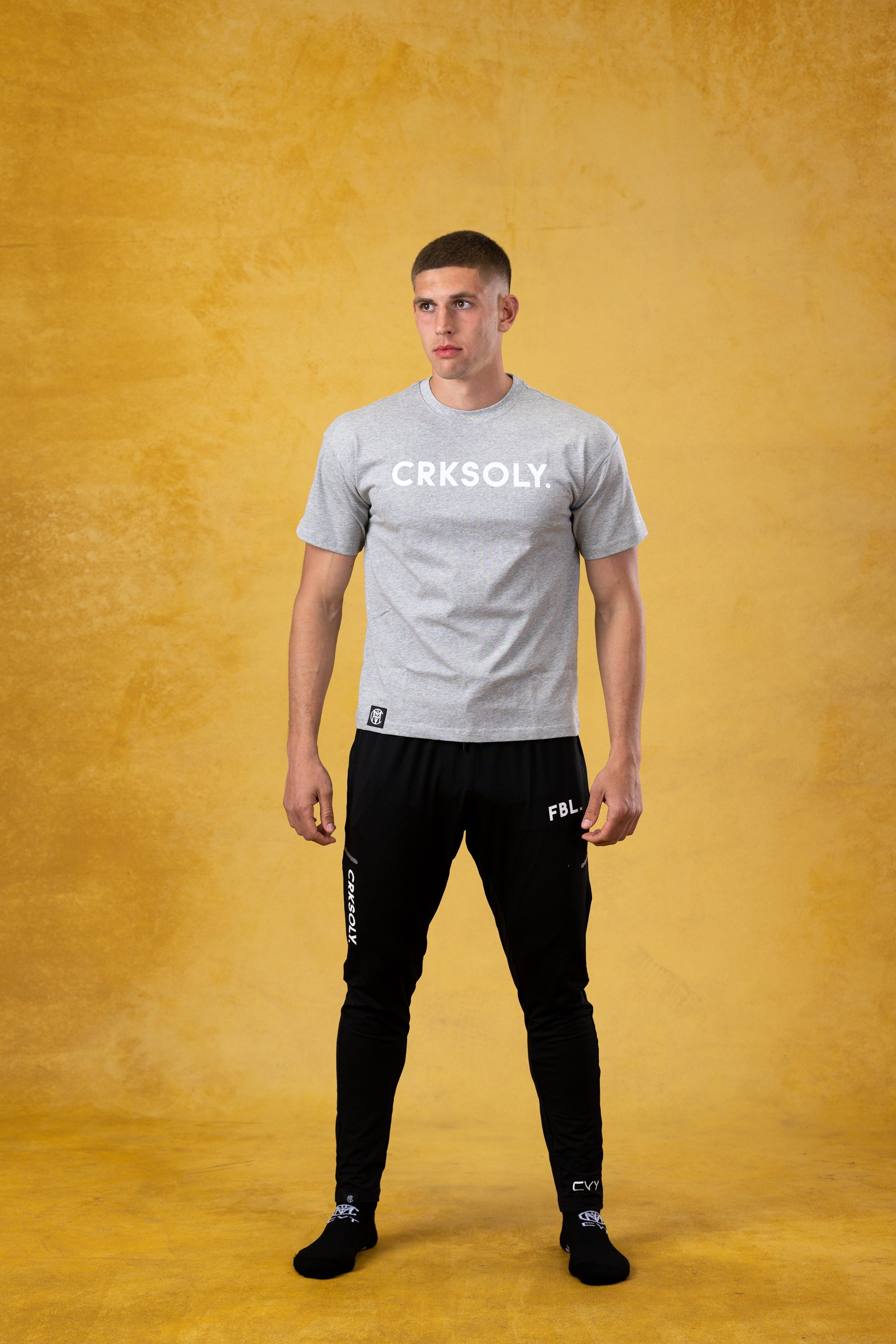CRKSOLY. Men Gray Cotton T-Shirt, product photo 4