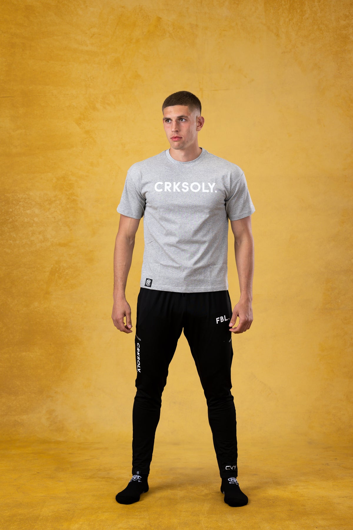 CRKSOLY. Men Gray Cotton T-Shirt, product photo 4