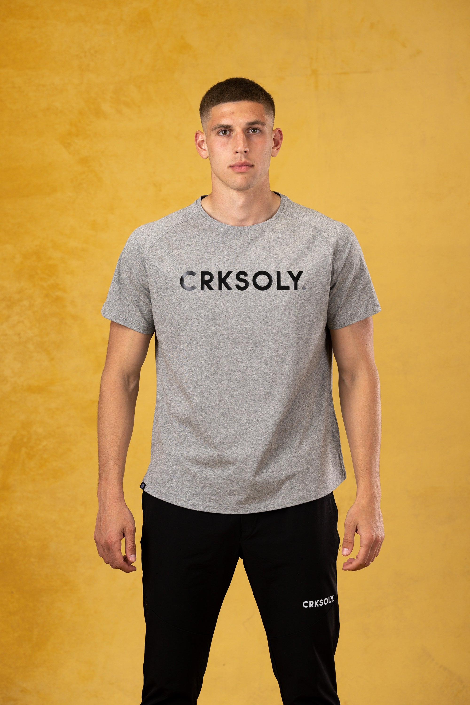 CRKSOLY. Men Gray Cotton-Elastic Tee, product photo 1