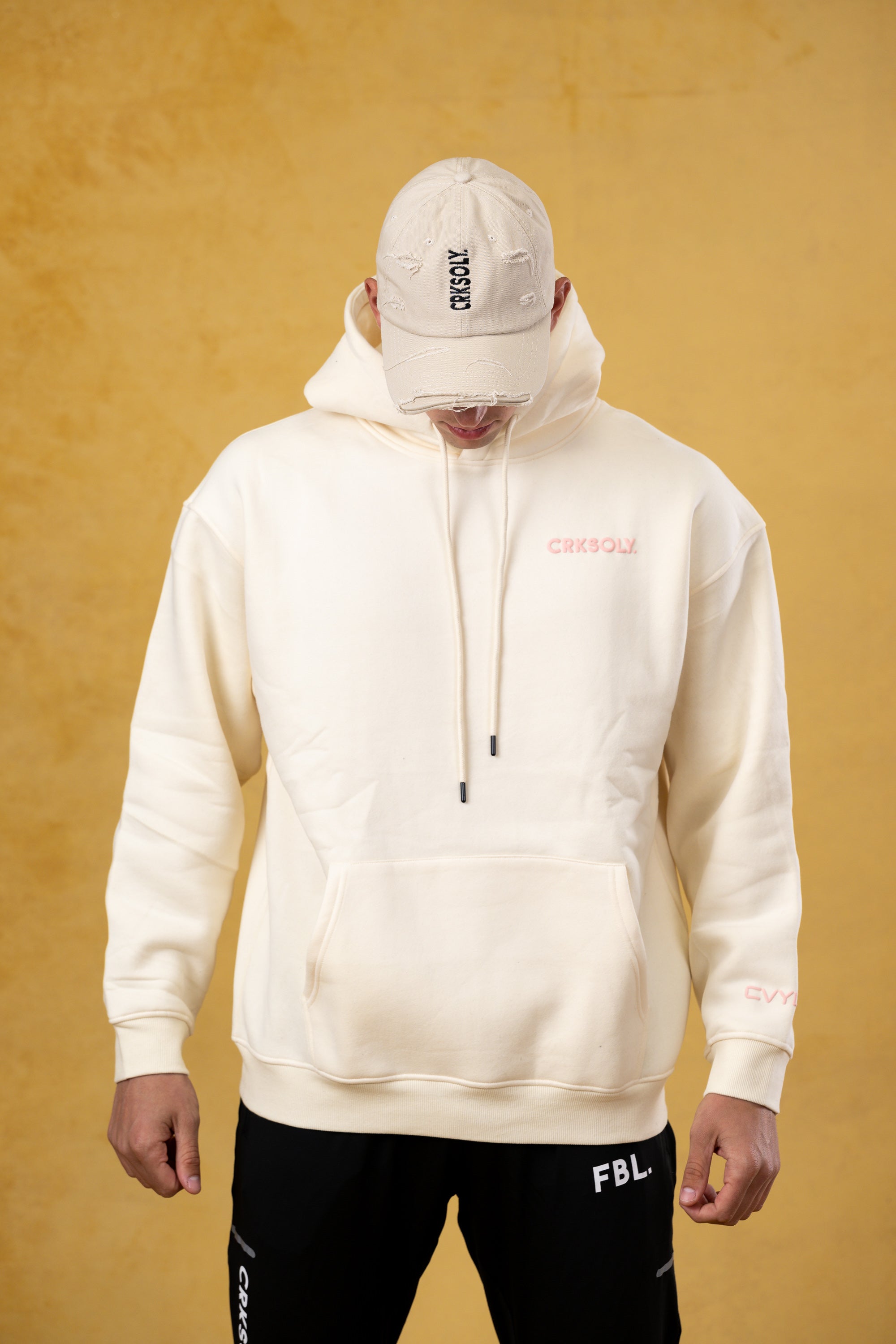 CRKSOLY. Men OFW Cream Hoodie, product photo 4