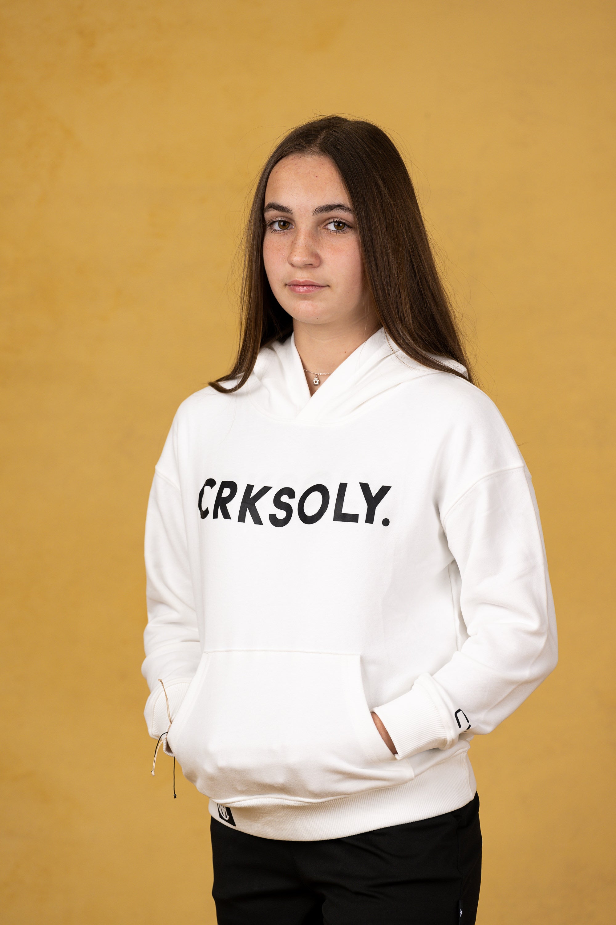 CRKSOLY. Youth White Hoodie, product photo 6