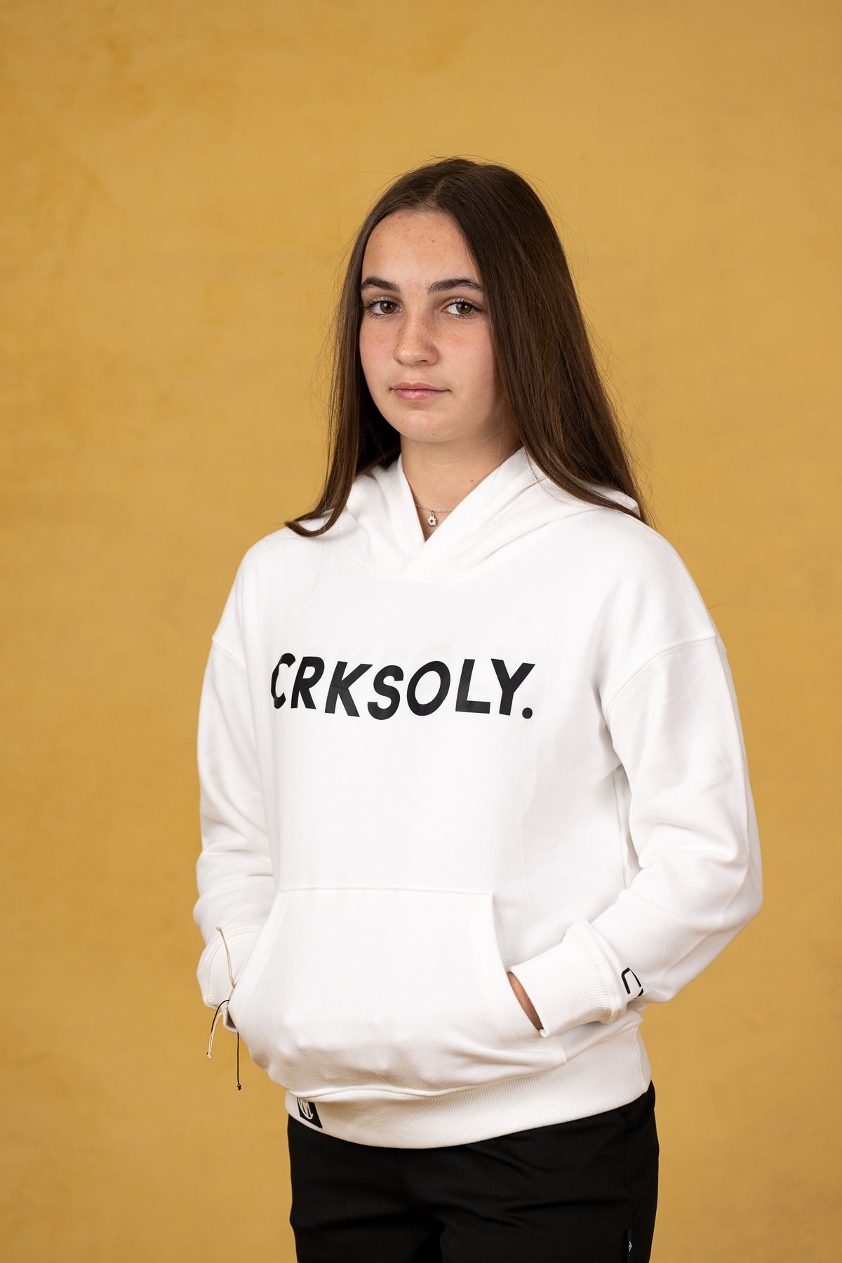 CRKSOLY. Youth White Hoodie, product photo 6