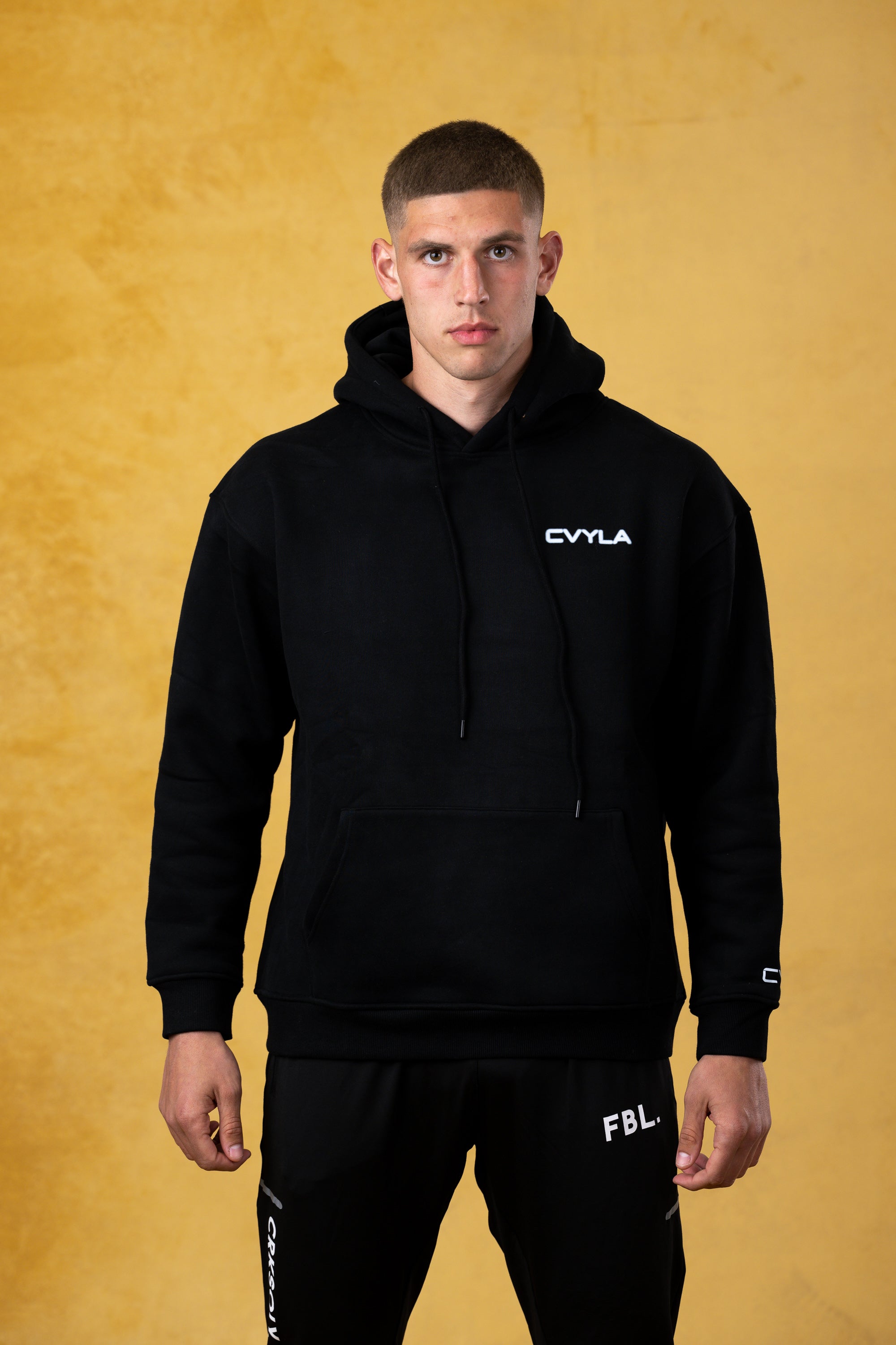 CVYLA Men Blurred Black Hoodie, product photo 4