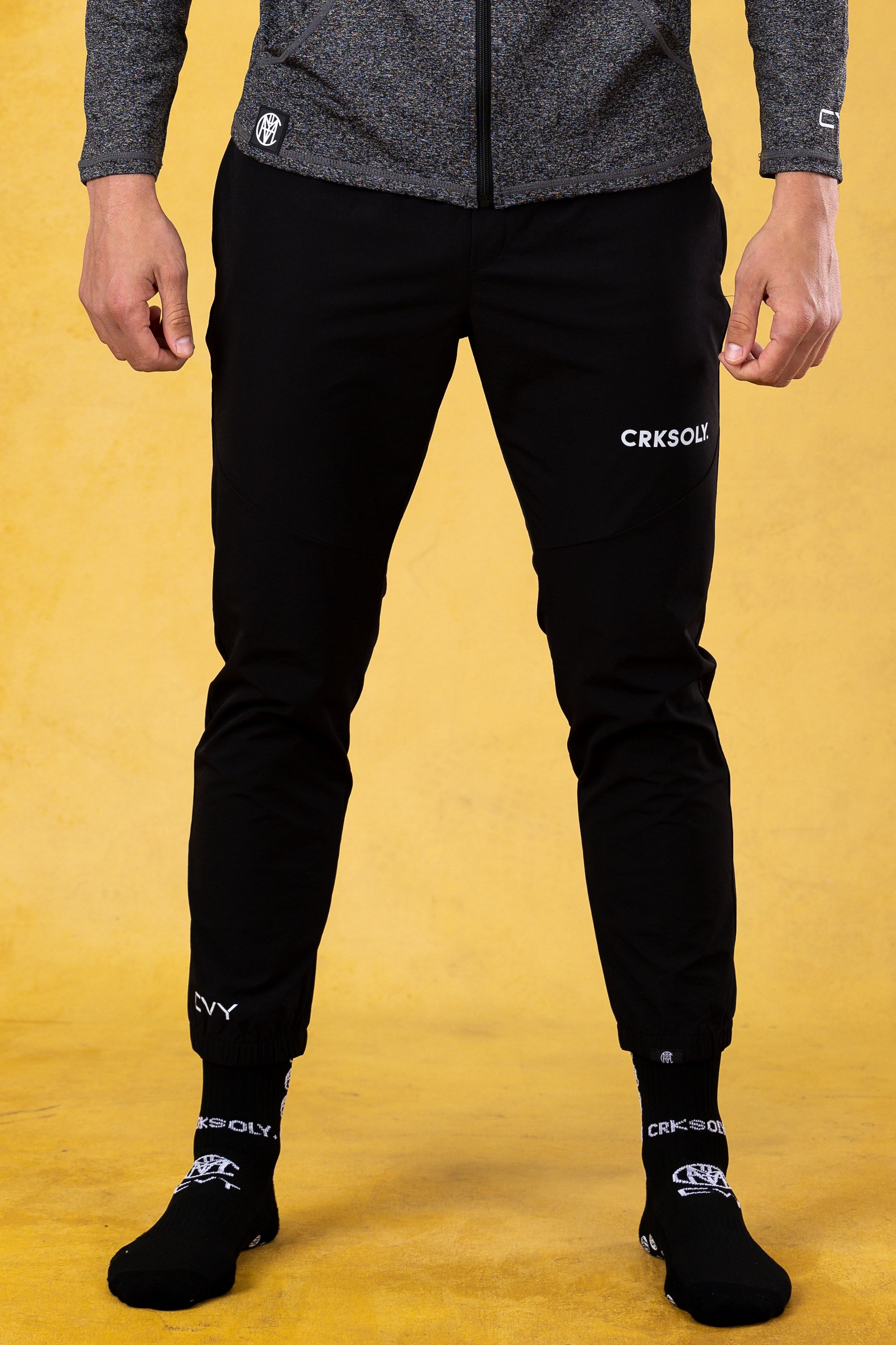 CRKSOLY. Men Black Unisex Windbreaker Pants, product photo 1