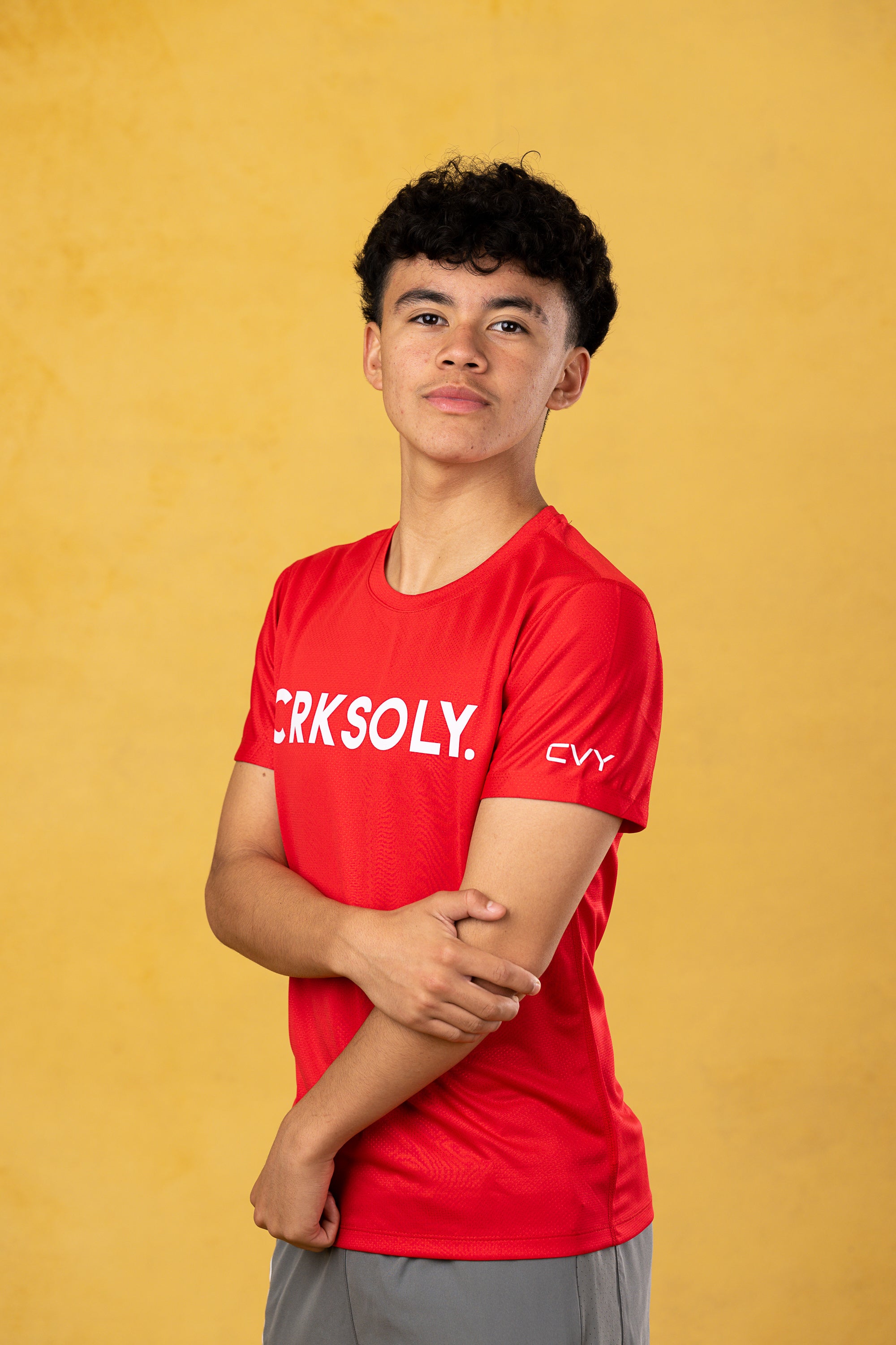 CRKSOLY. Youth Red Training Top, product photo 5