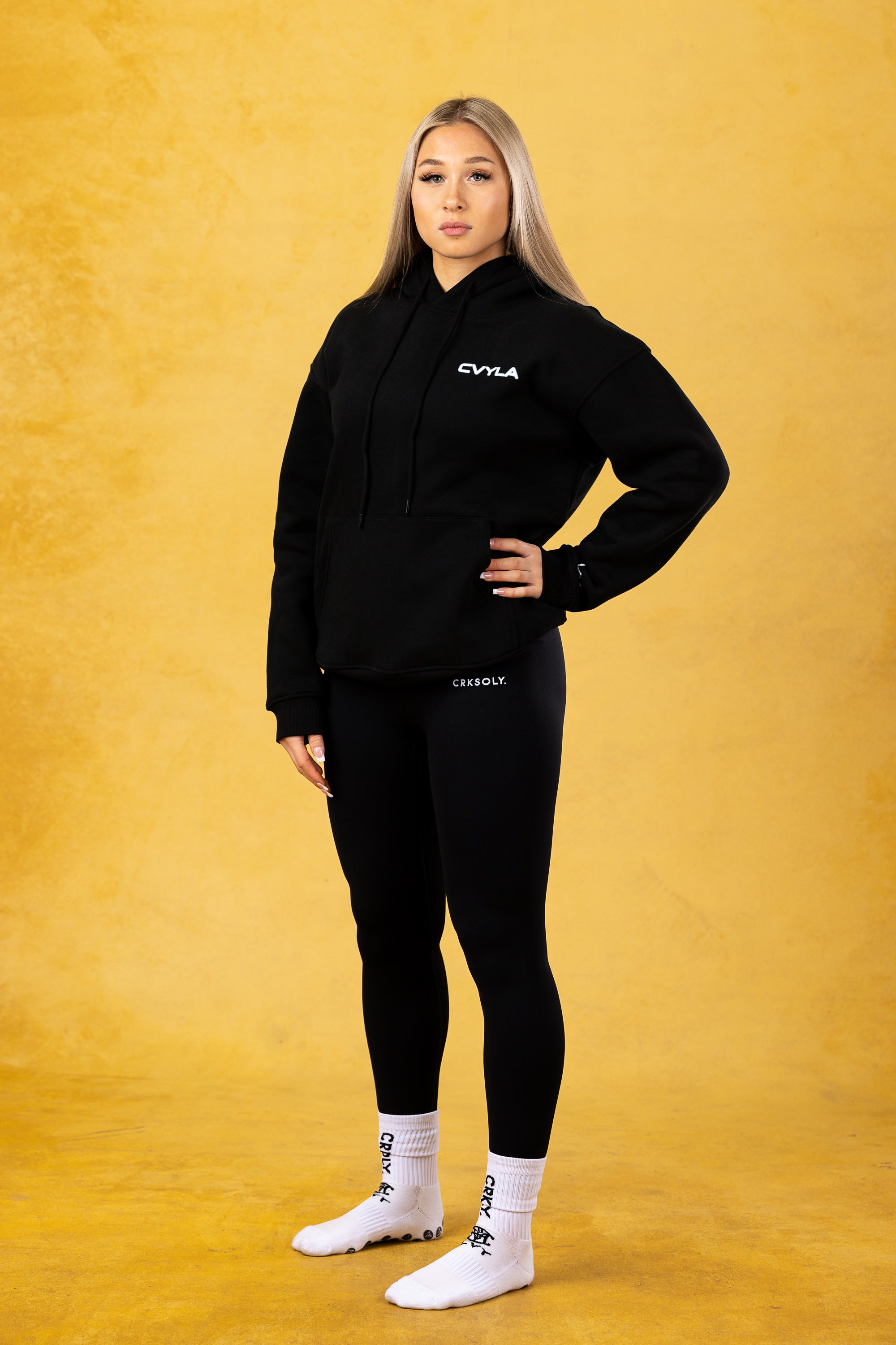 CVYLA Women Blurred Black Hoodie, product photo 4