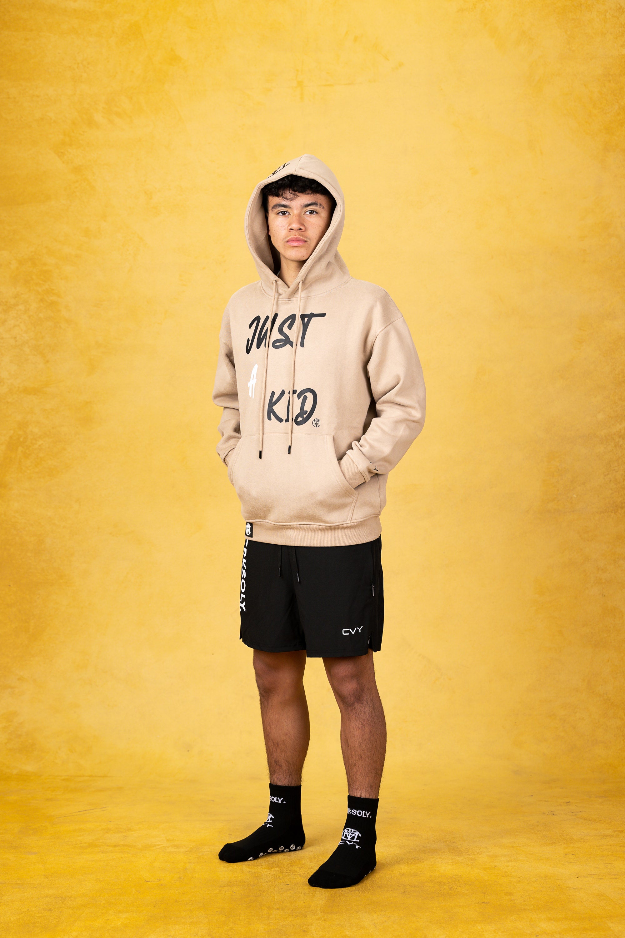 JUST A KID. Sand Youth Hoodie, product photo 5