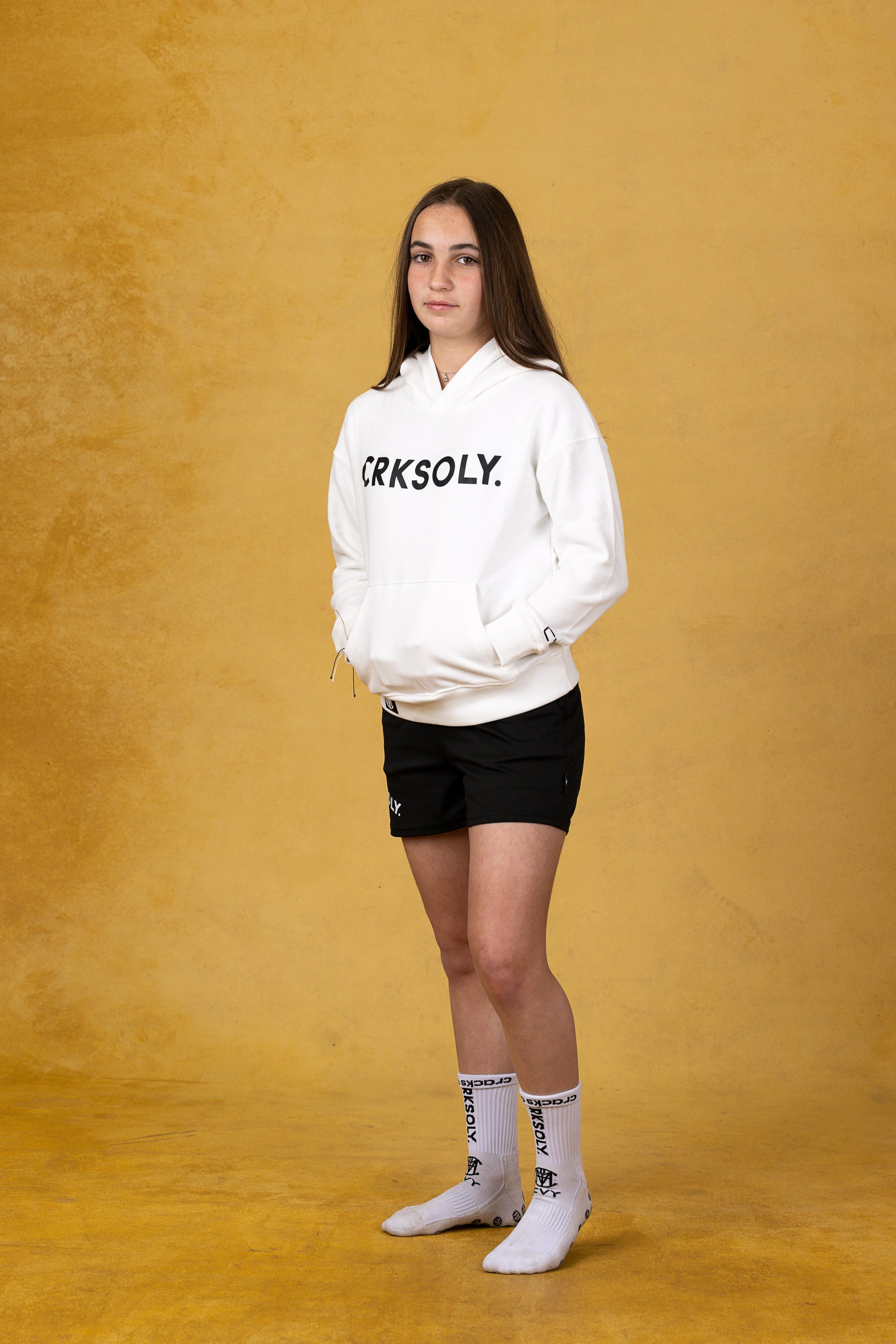 CRKSOLY. Youth White Hoodie, product photo 5