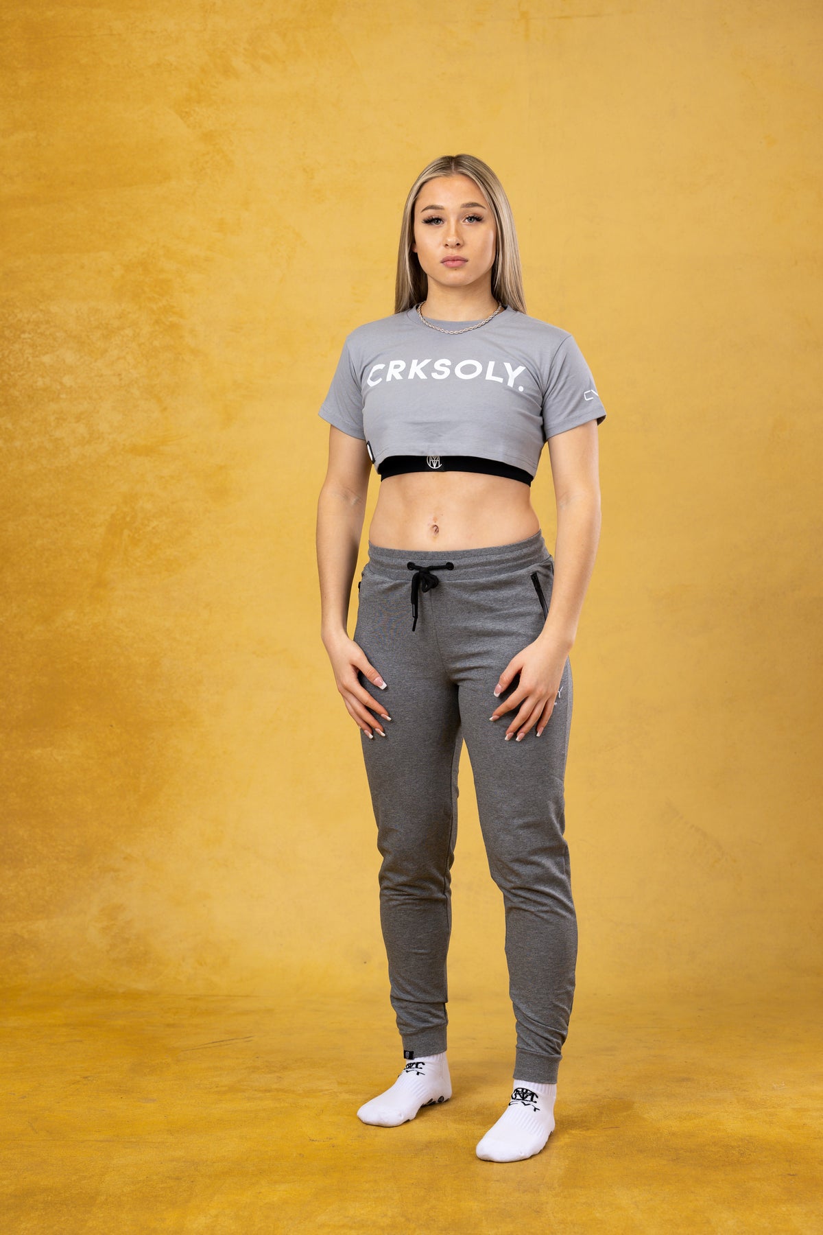 CRKSOLY. Women Gray Crop Top, product photo 4