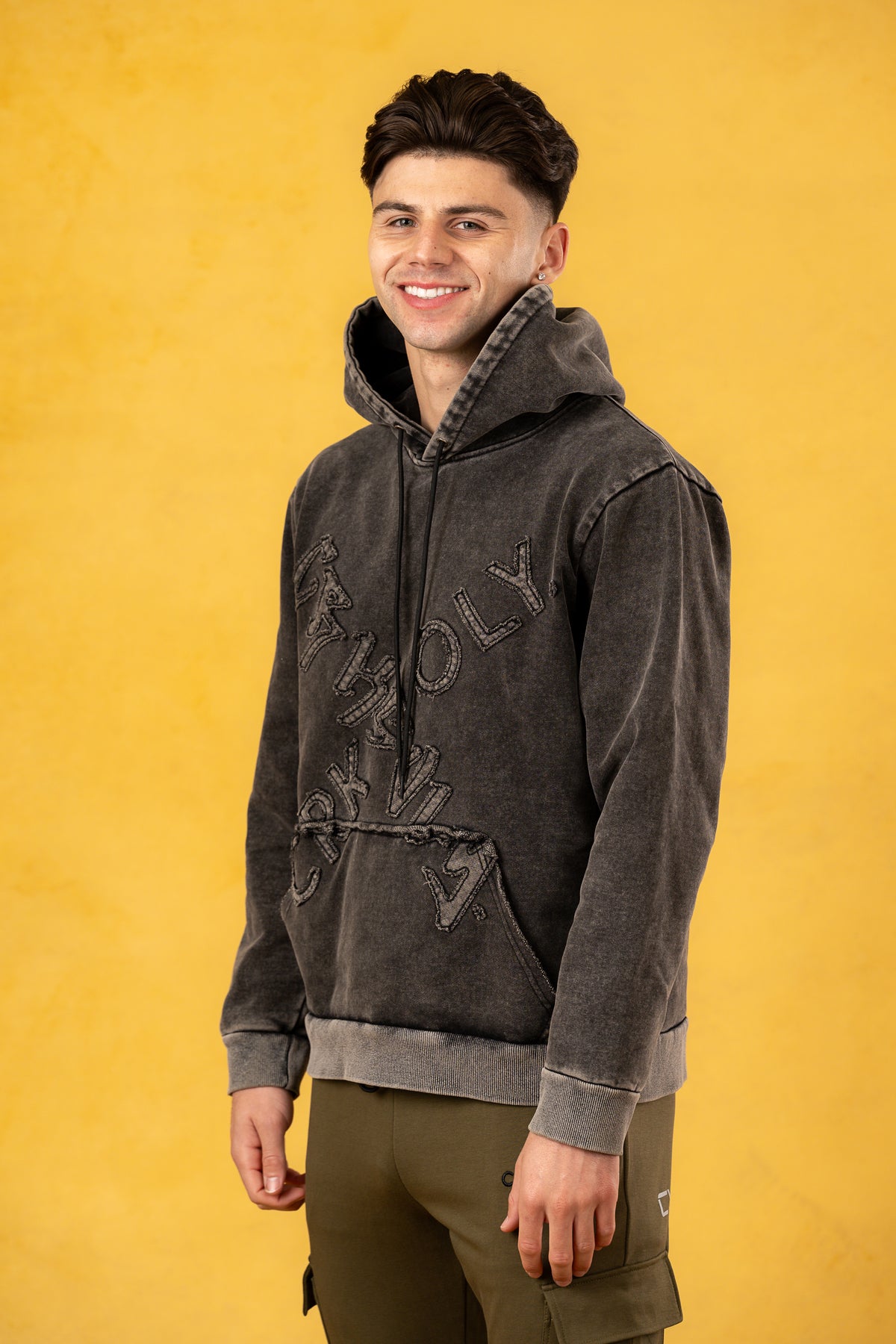 CRKSOLY. Men X Faded Wash Hoodie, product photo 3