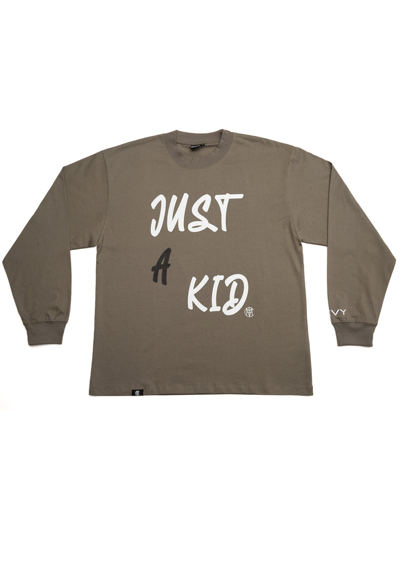 Just A Kid. Faded Olive Long Sleeve