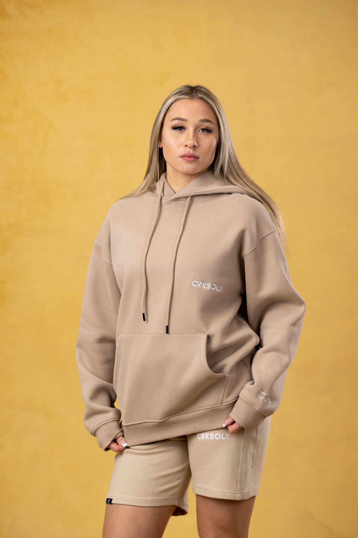 CRKSOLY. Women Tan Hoodie, product photo 1