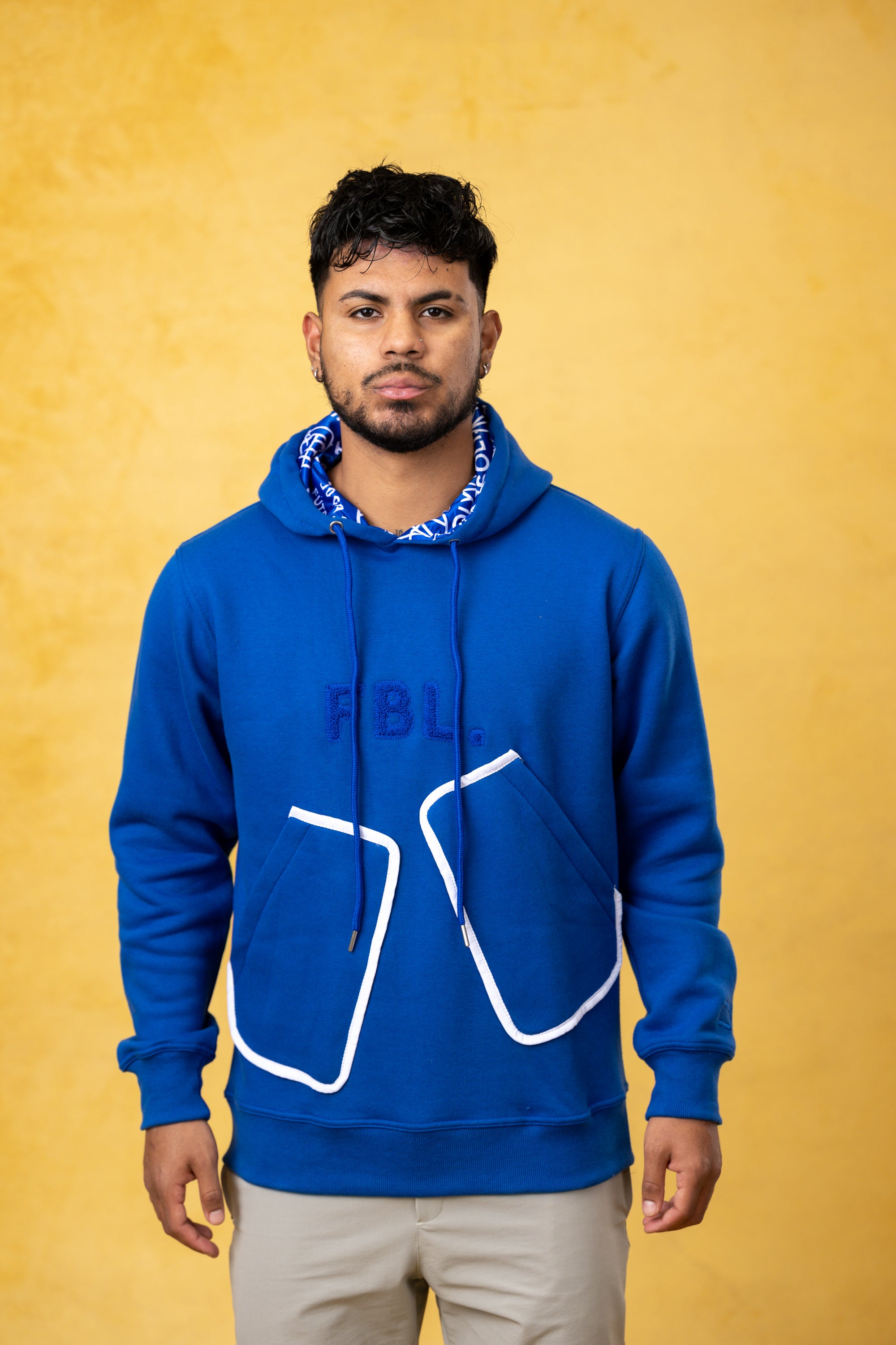 FBL. Men Blue Pocket Hoodie