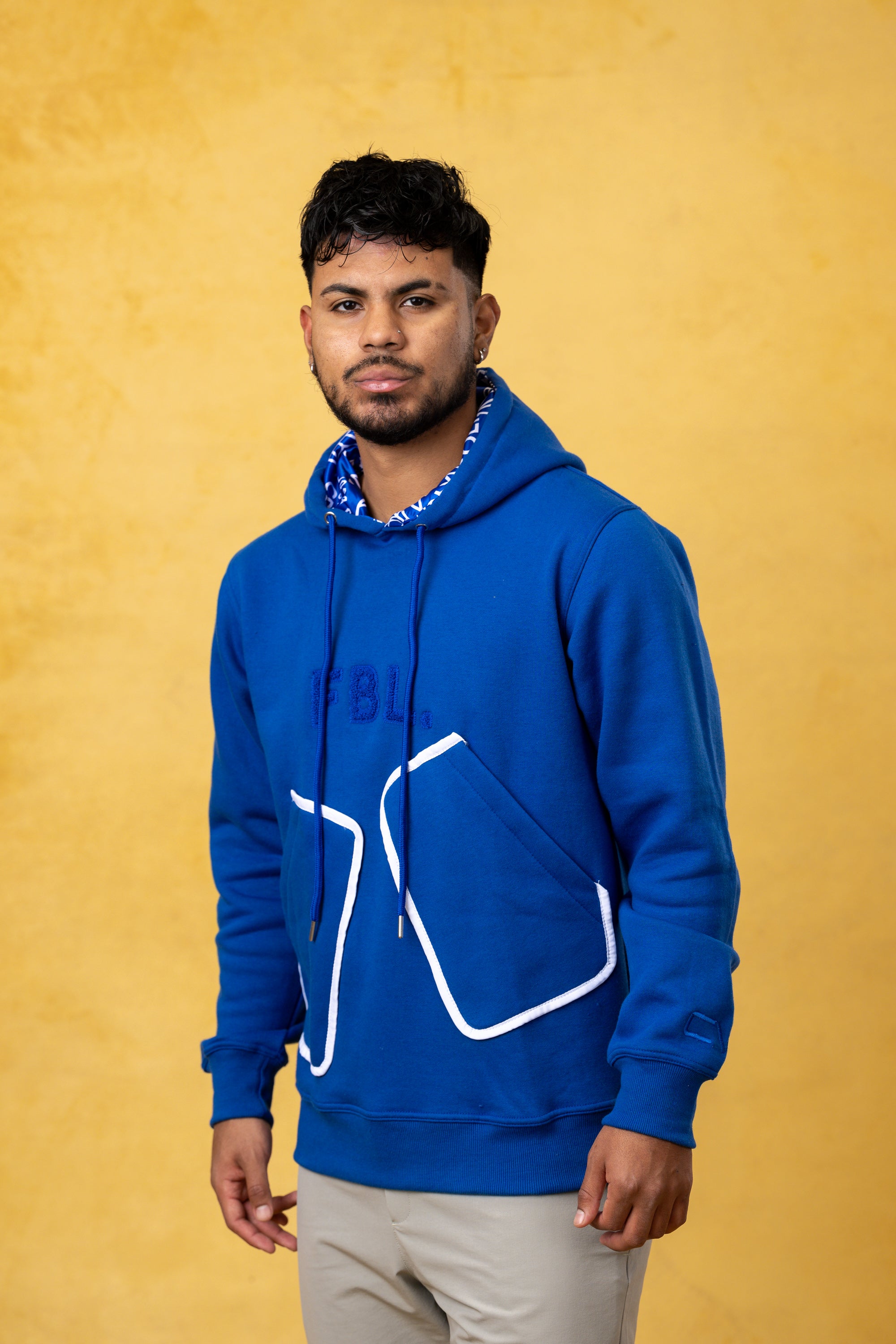 FBL. Men Blue Pocket Hoodie