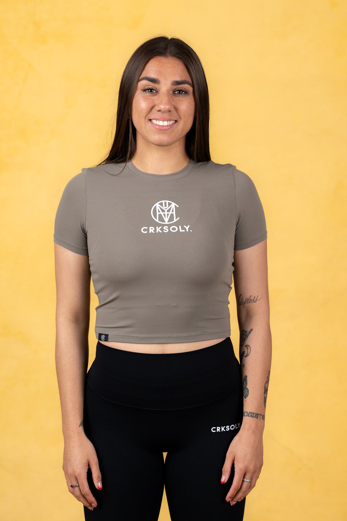 CRKSOLY. Women Military Green Silk Training Top, product photo 1