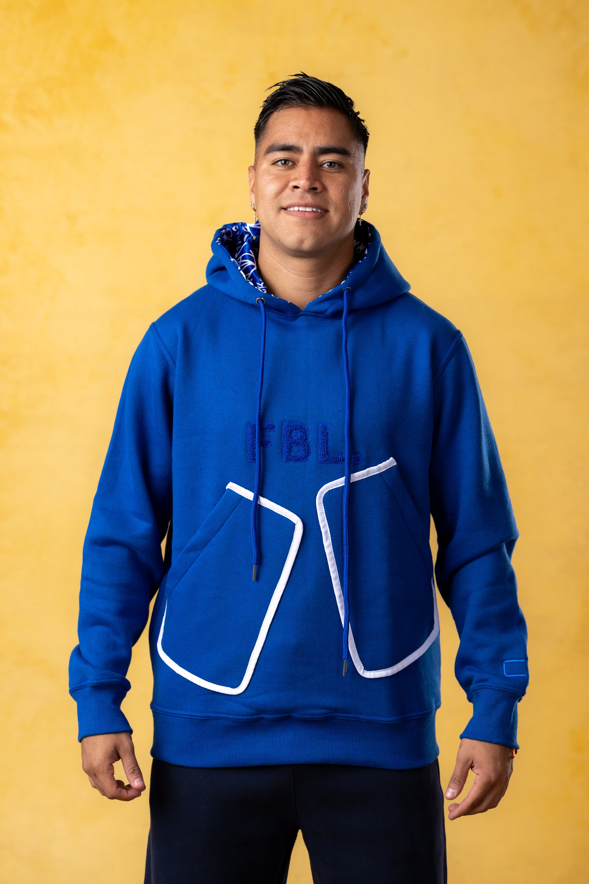 FBL. Men Blue Pocket Hoodie