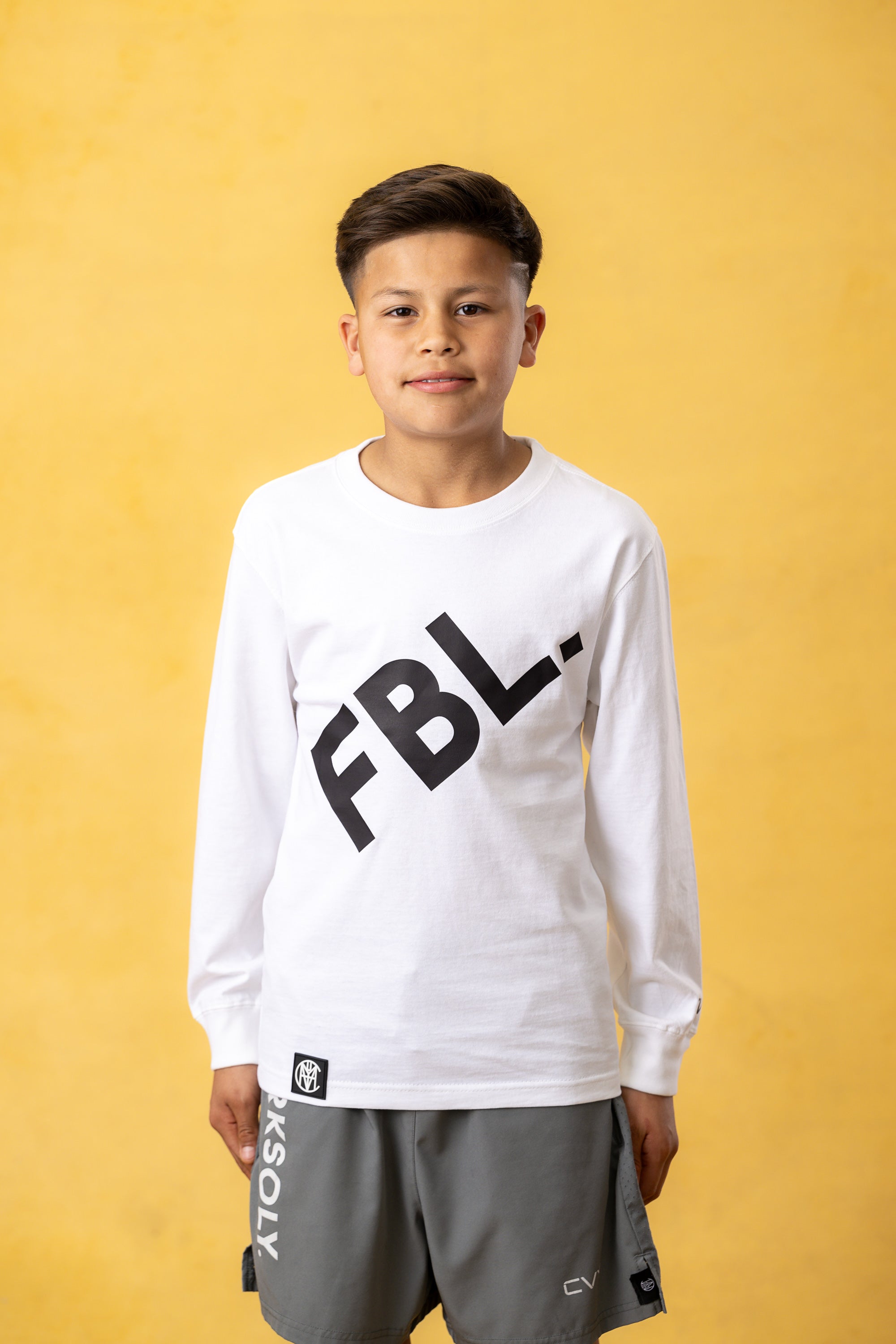 FBL. Youth White Long Sleeve Shirt